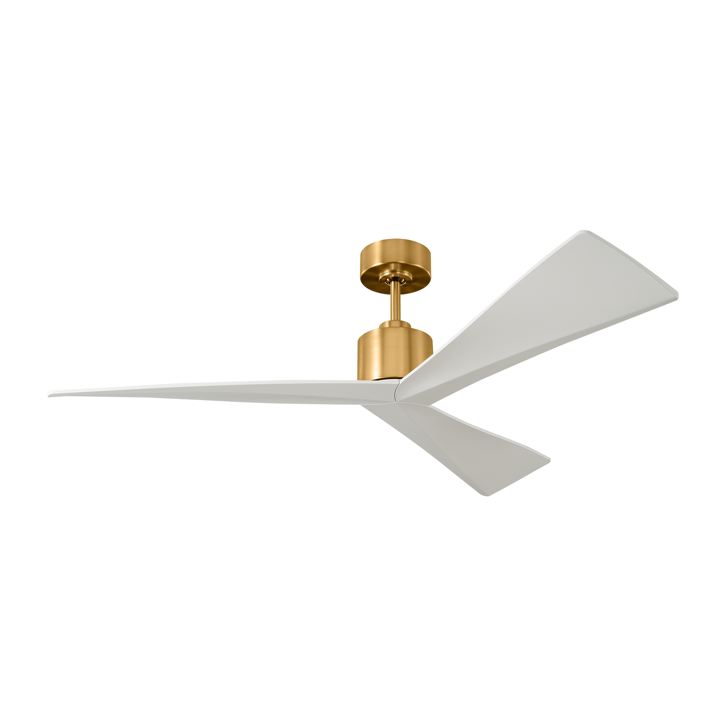 Adler 52 Ceiling Fan in Burnished Brass with Matte White Blades