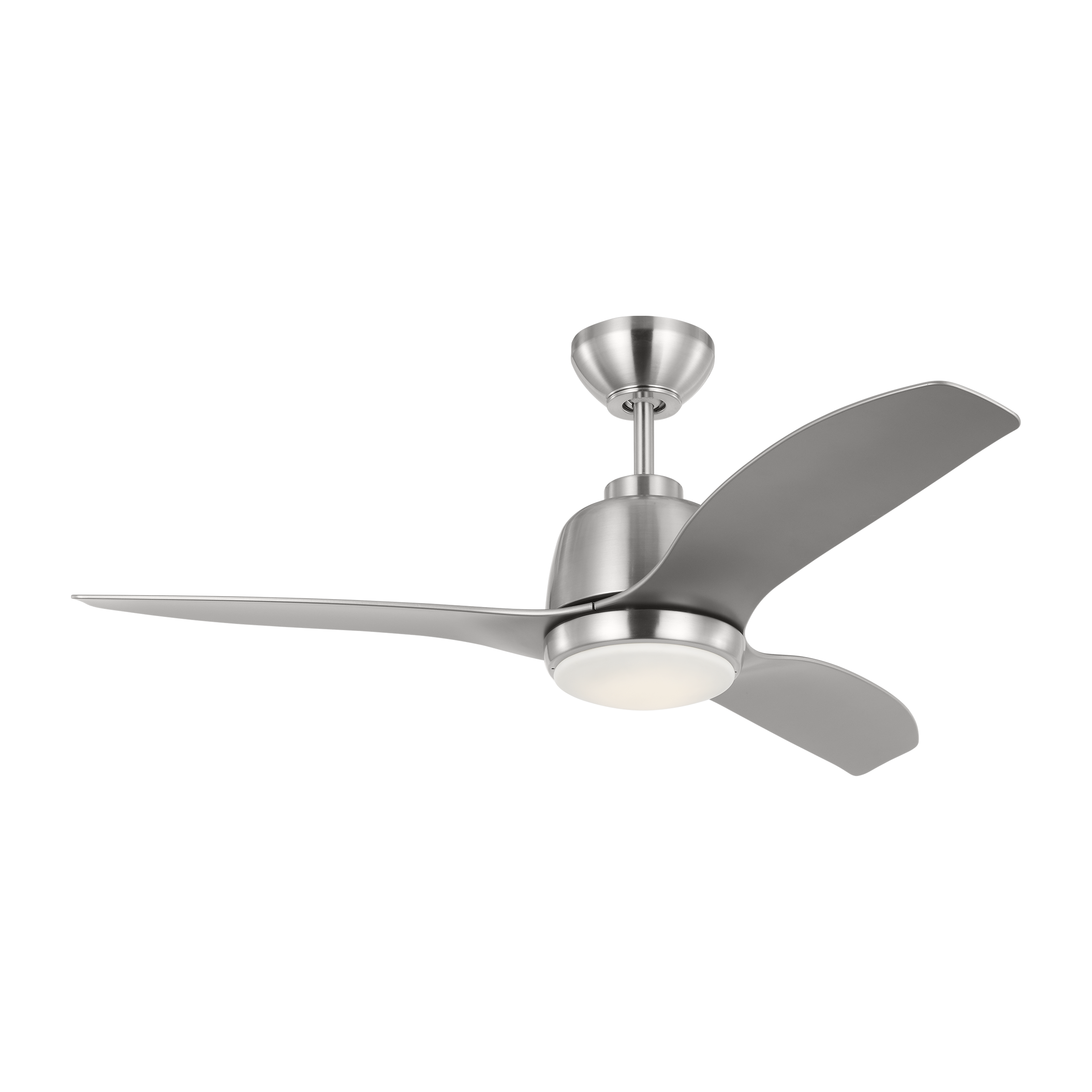 Avila 44 LED Ceiling Fan in Brushed Steel with Silver Blades and Light Kit