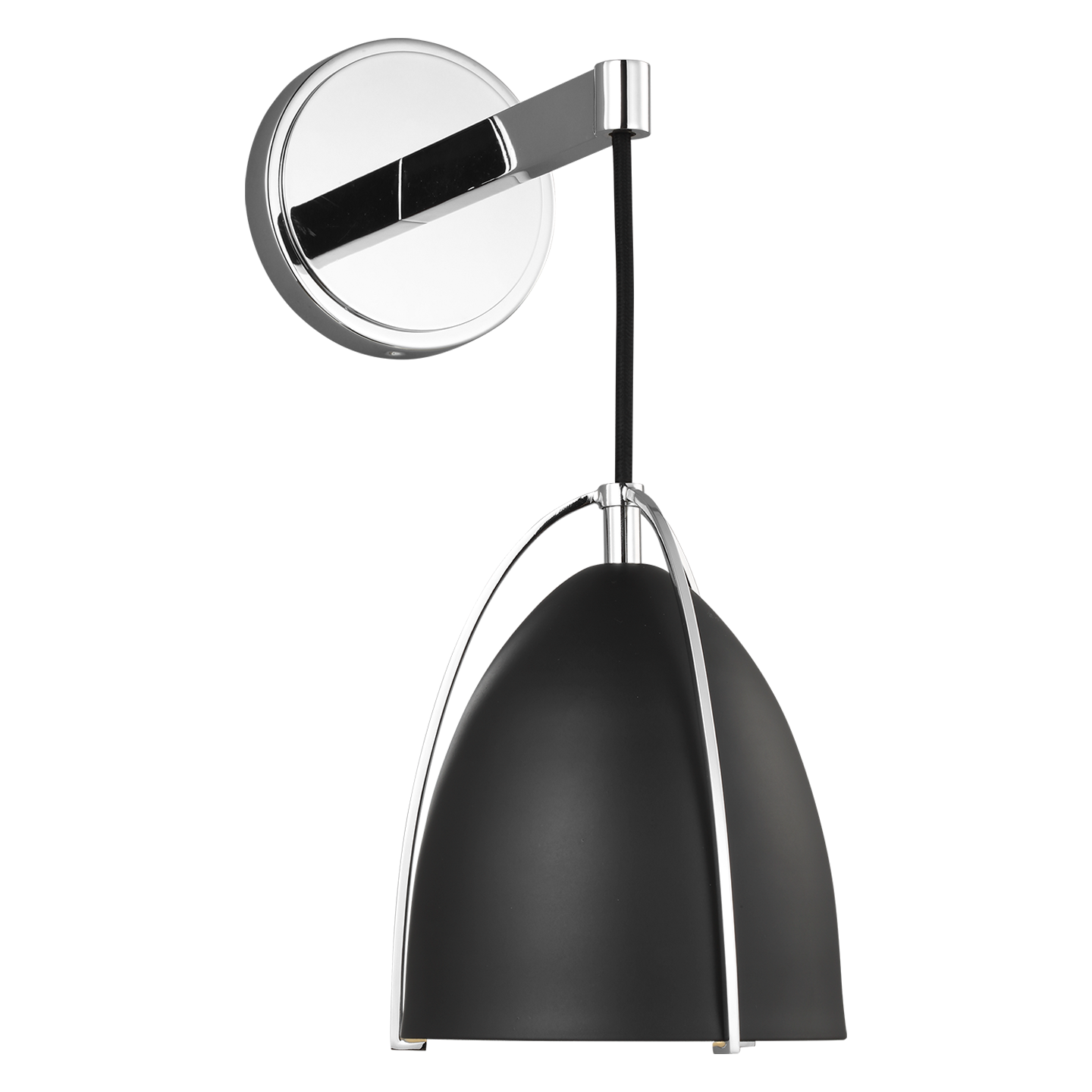 Norman One Light Wall Sconce in Chrome with Matte Black