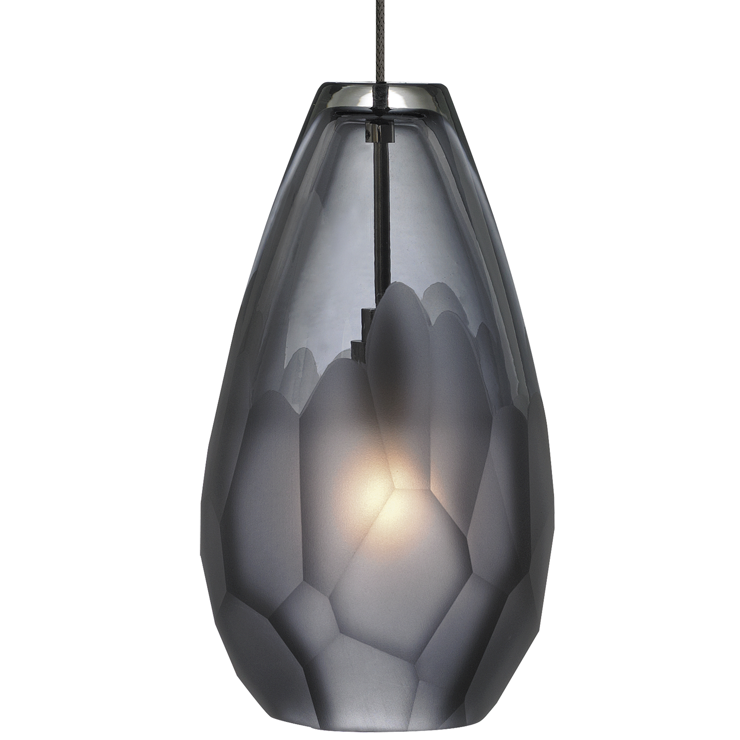 Briolette Pendant in Satin Nickel with Smoke glass Monopoint Bulb(s) Included