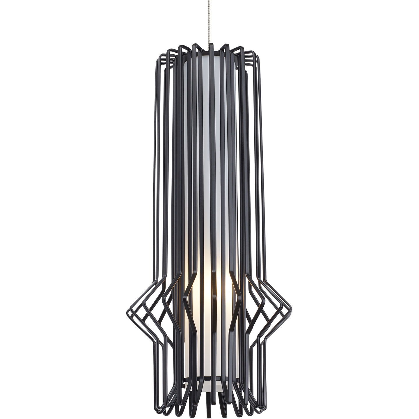 Syrma Mini Pendant in Satin Nickel with Matte Black Monopoint Bulb(s) Included