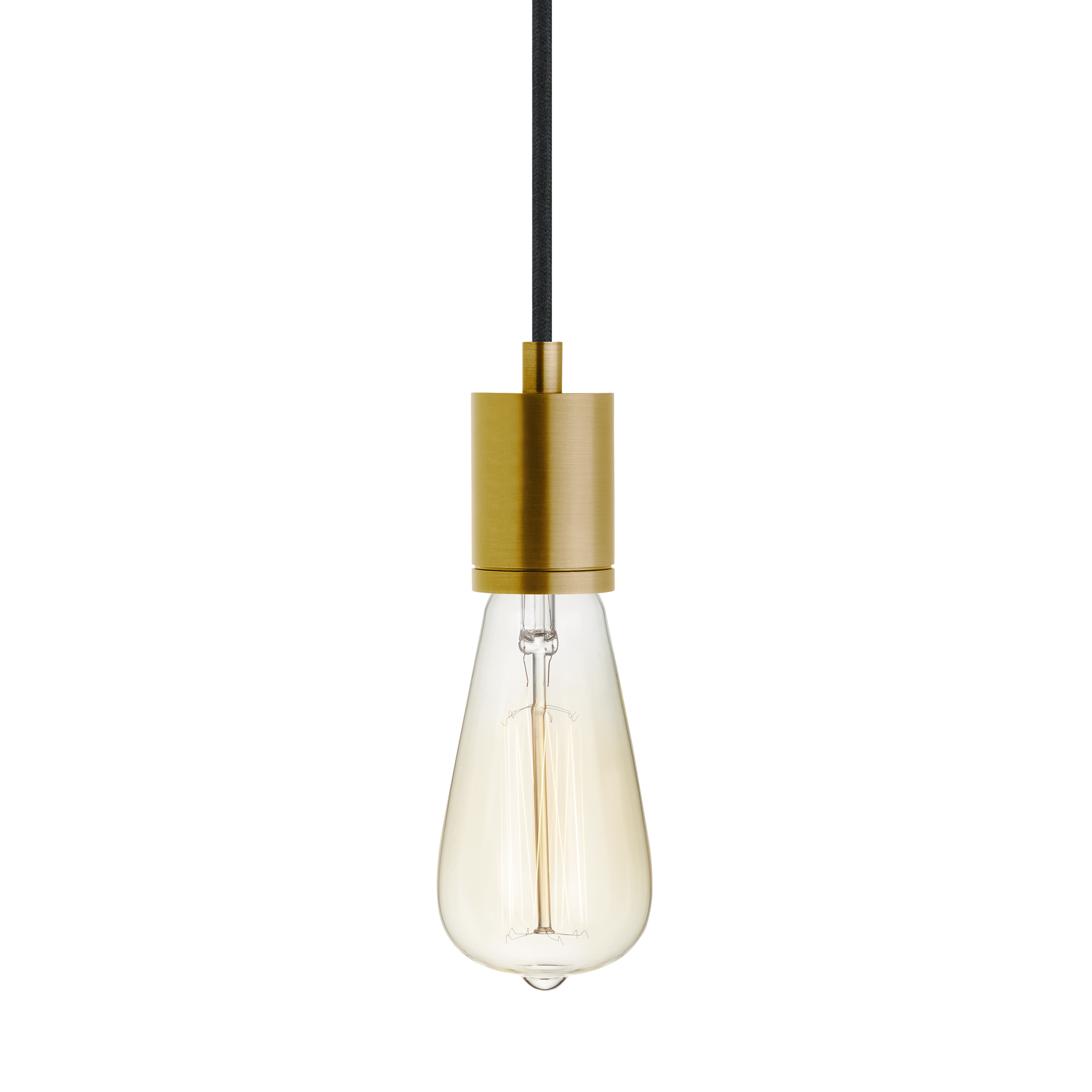 SoCo Pendant Modern Socket Black Cord natural brass