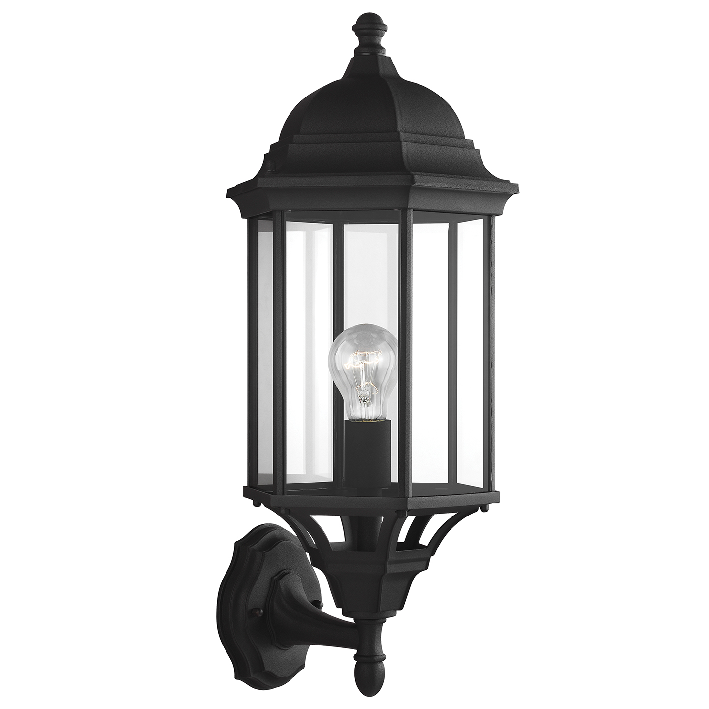 Sevier 22" Up Lantern in Textured Black with Clear Glass Panels Bulb(s) Included