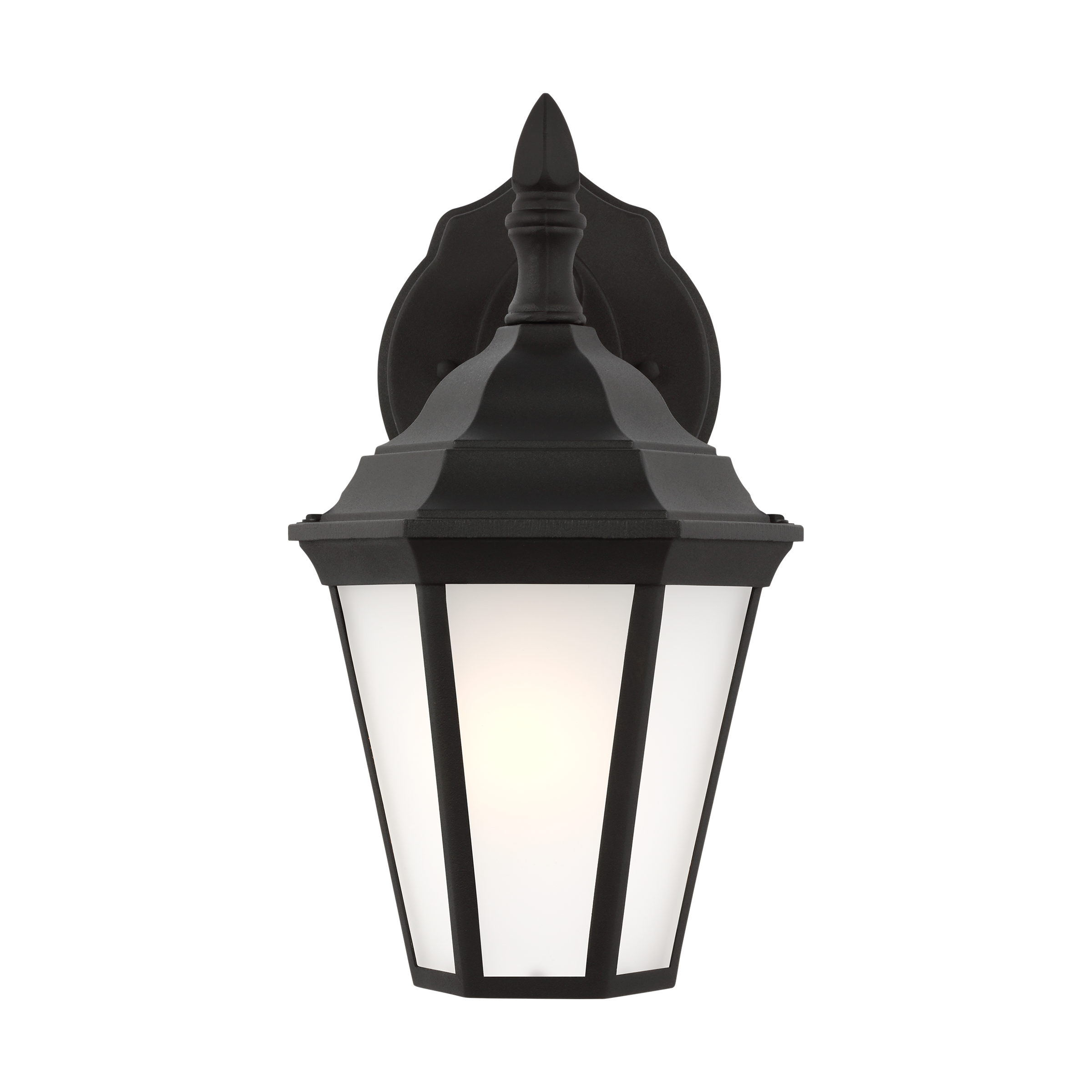 Bakersville Flat 11" Lantern in Textured Black with Satin Etched Glass Bulb(s) Included