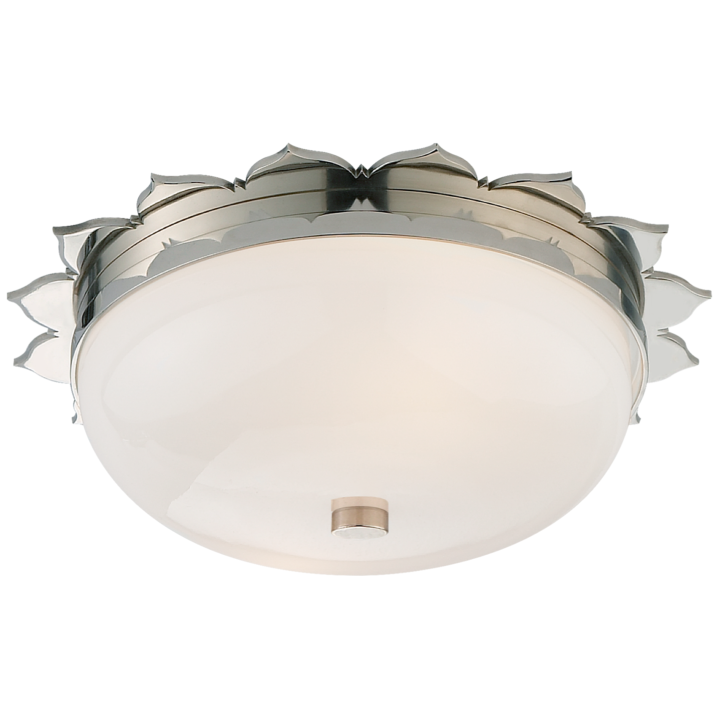 Rachel Small Flush Mount in Polished Nickel with White Glass