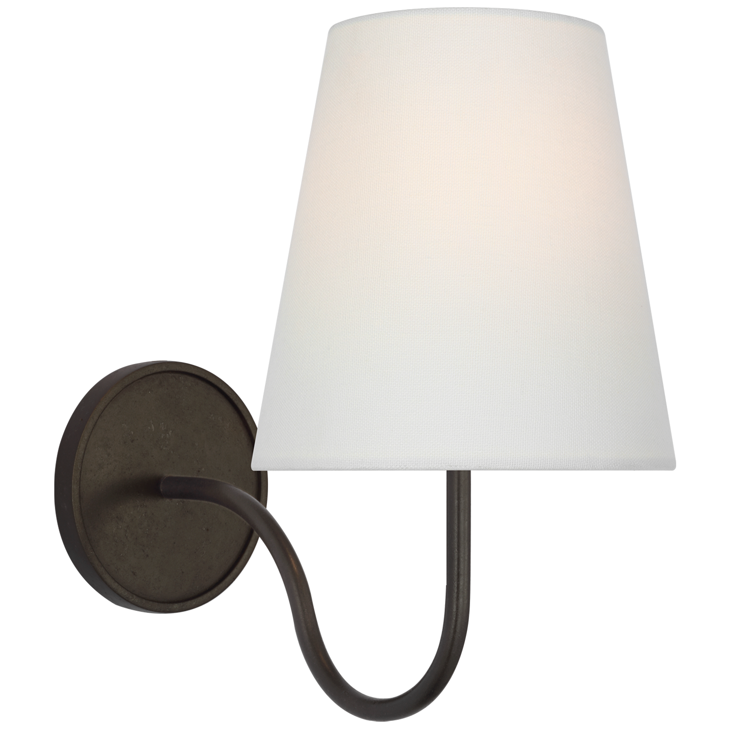 Lyndsie Small Sconce in Aged Iron with Linen Shade