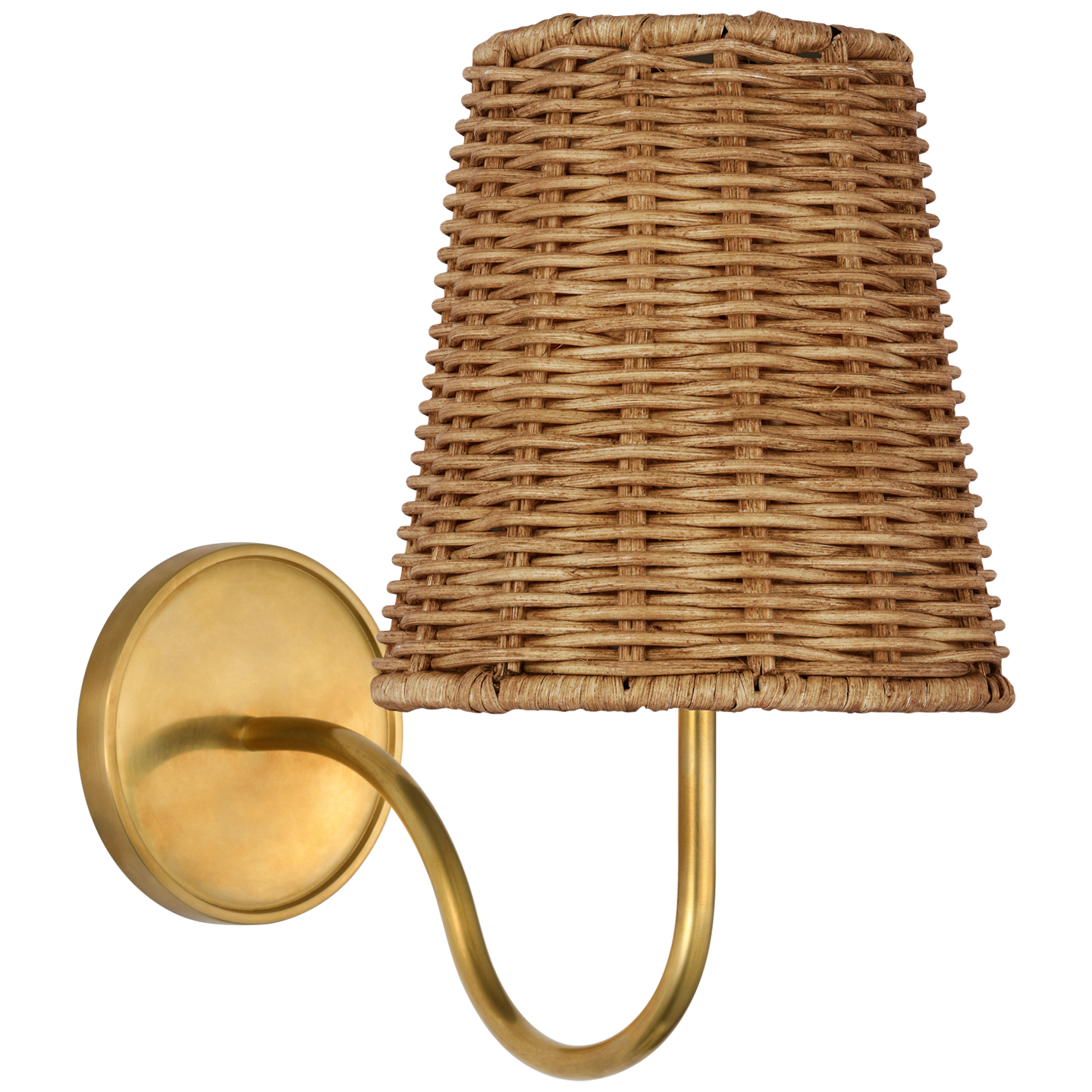 Lyndsie Small Sconce in Hand-Rubbed Antique Brass with Natural Wicker Shade