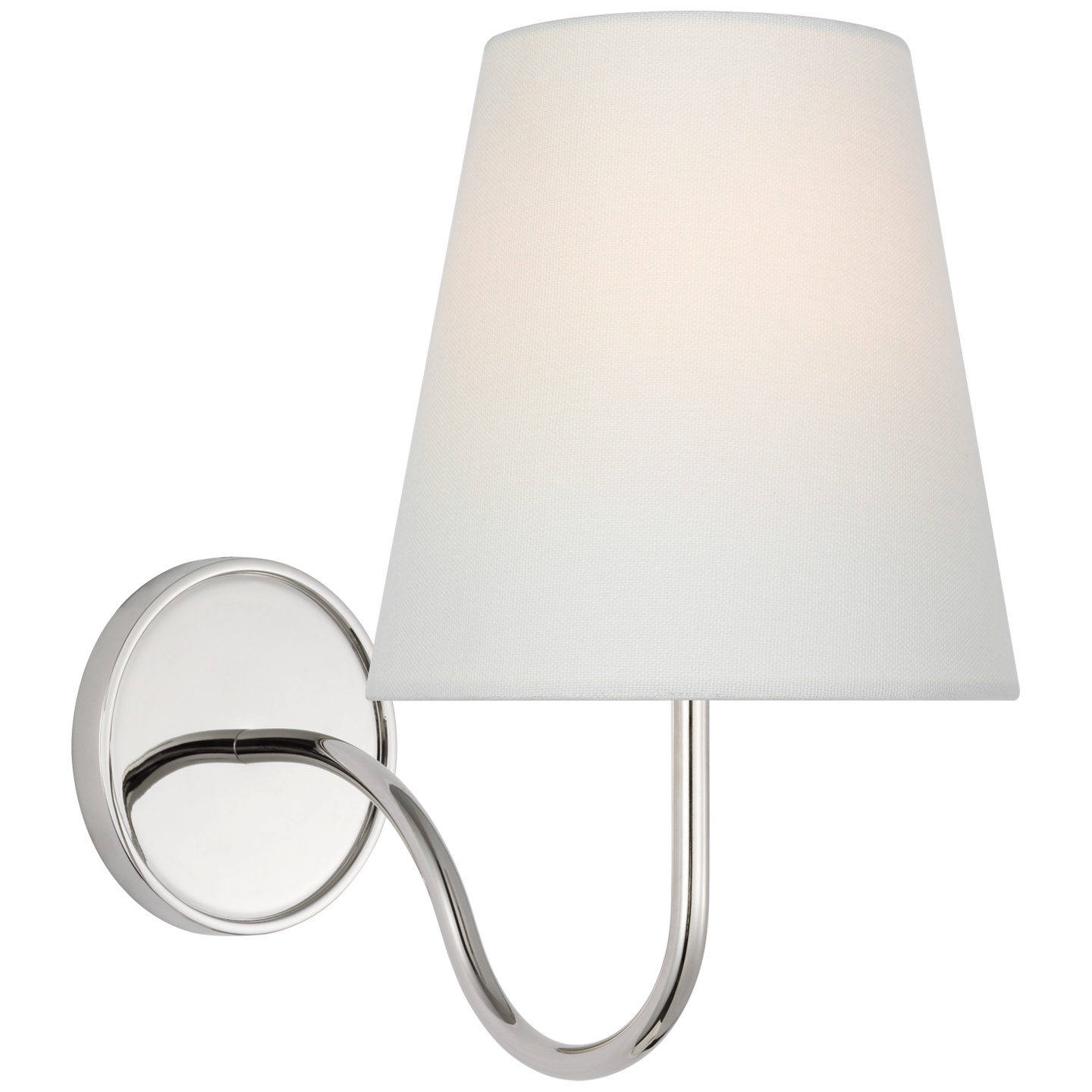 Lyndsie Small Sconce in Polished Nickel with Linen Shade