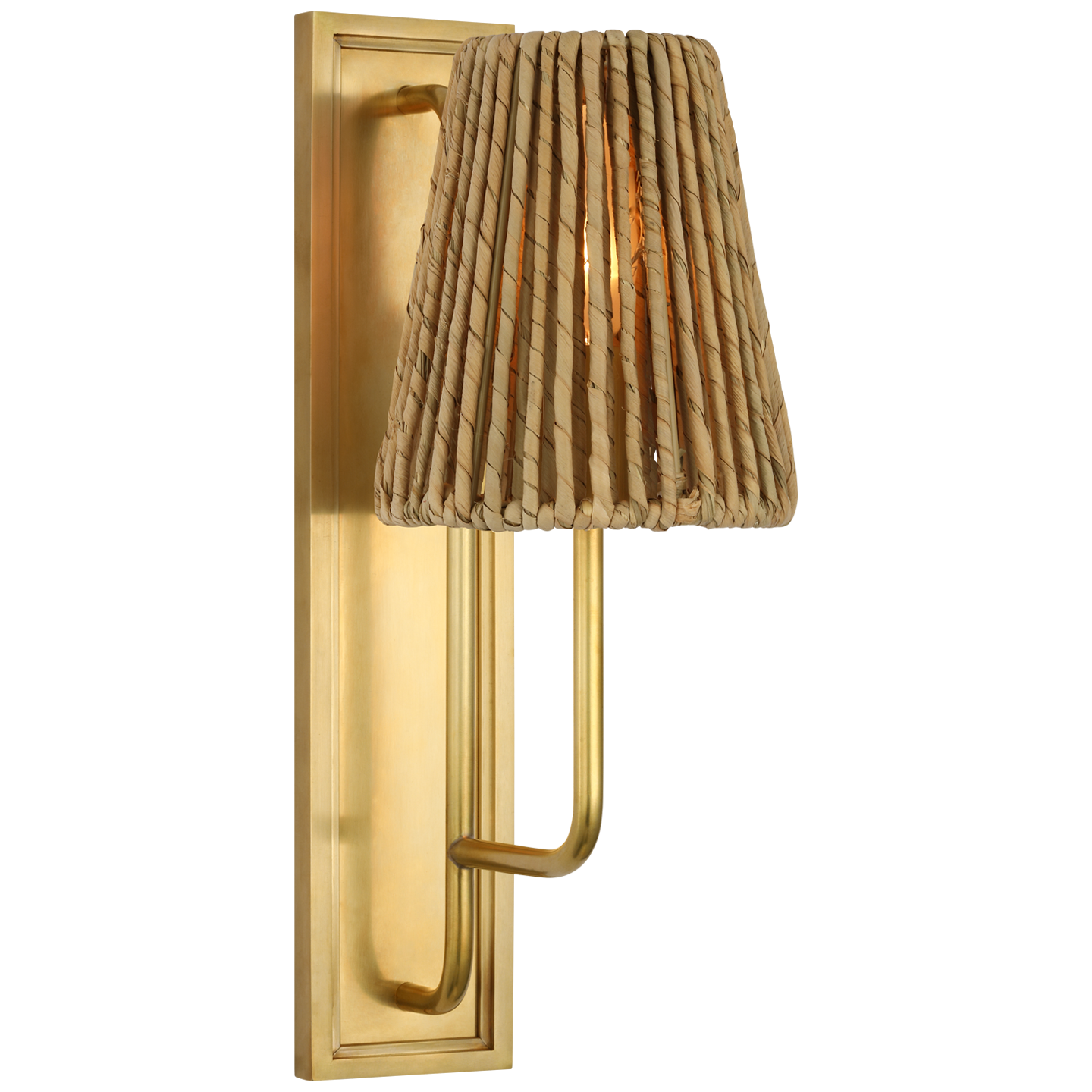 Rui Sconce in Hand-Rubbed Antique Brass with Natural Abaca Shade