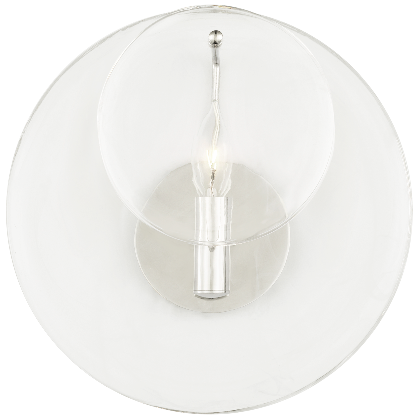 Loire Small Sconce in Polished Nickel with Clear Strie Glass