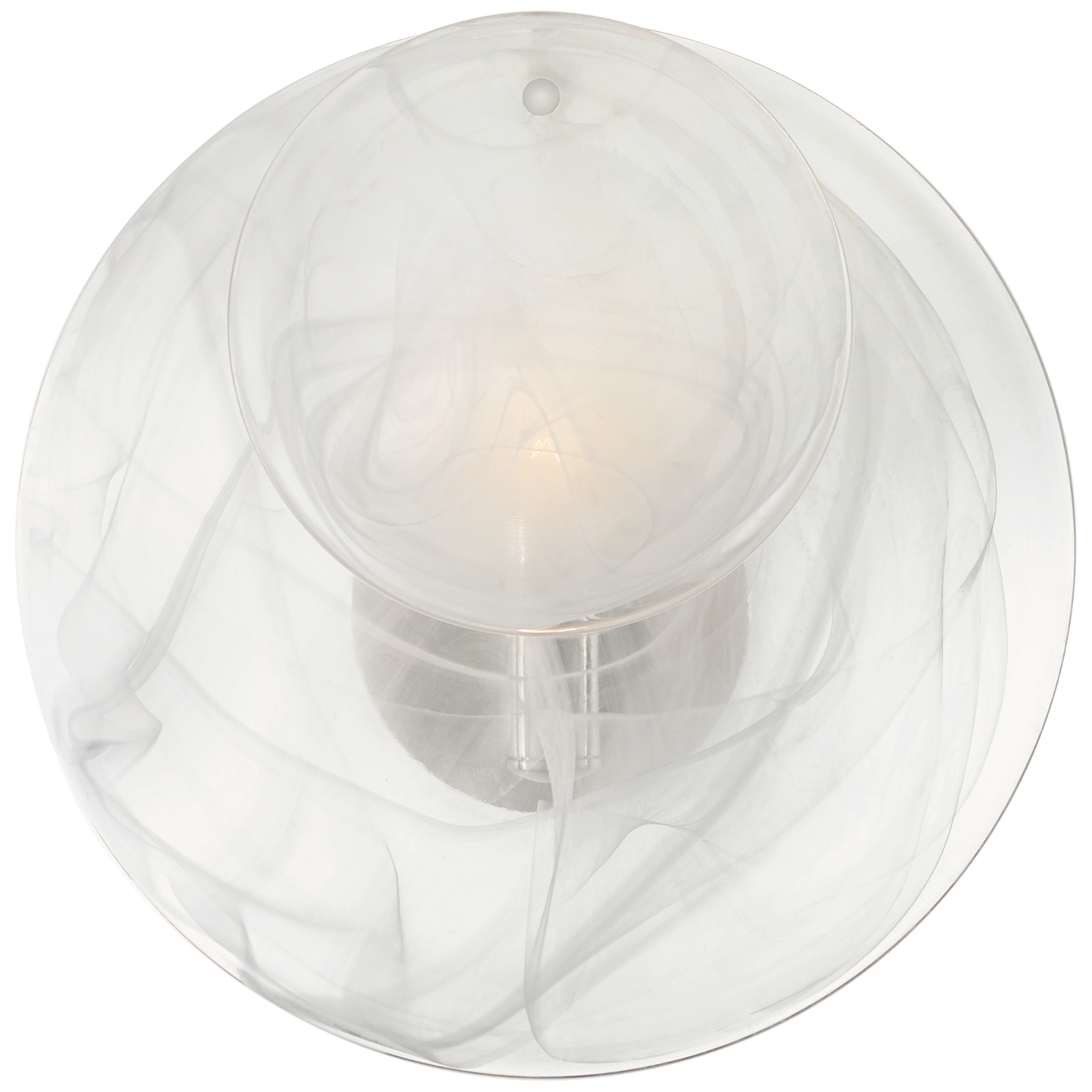Loire Small Sconce in Polished Nickel with White Strie Glass