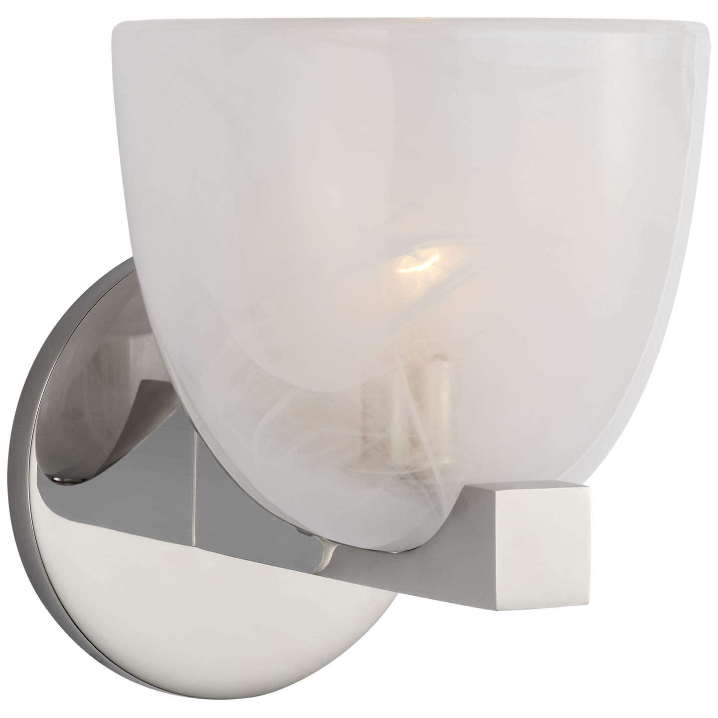 Carola Single Sconce in Polished Nickel with White Strie Glass