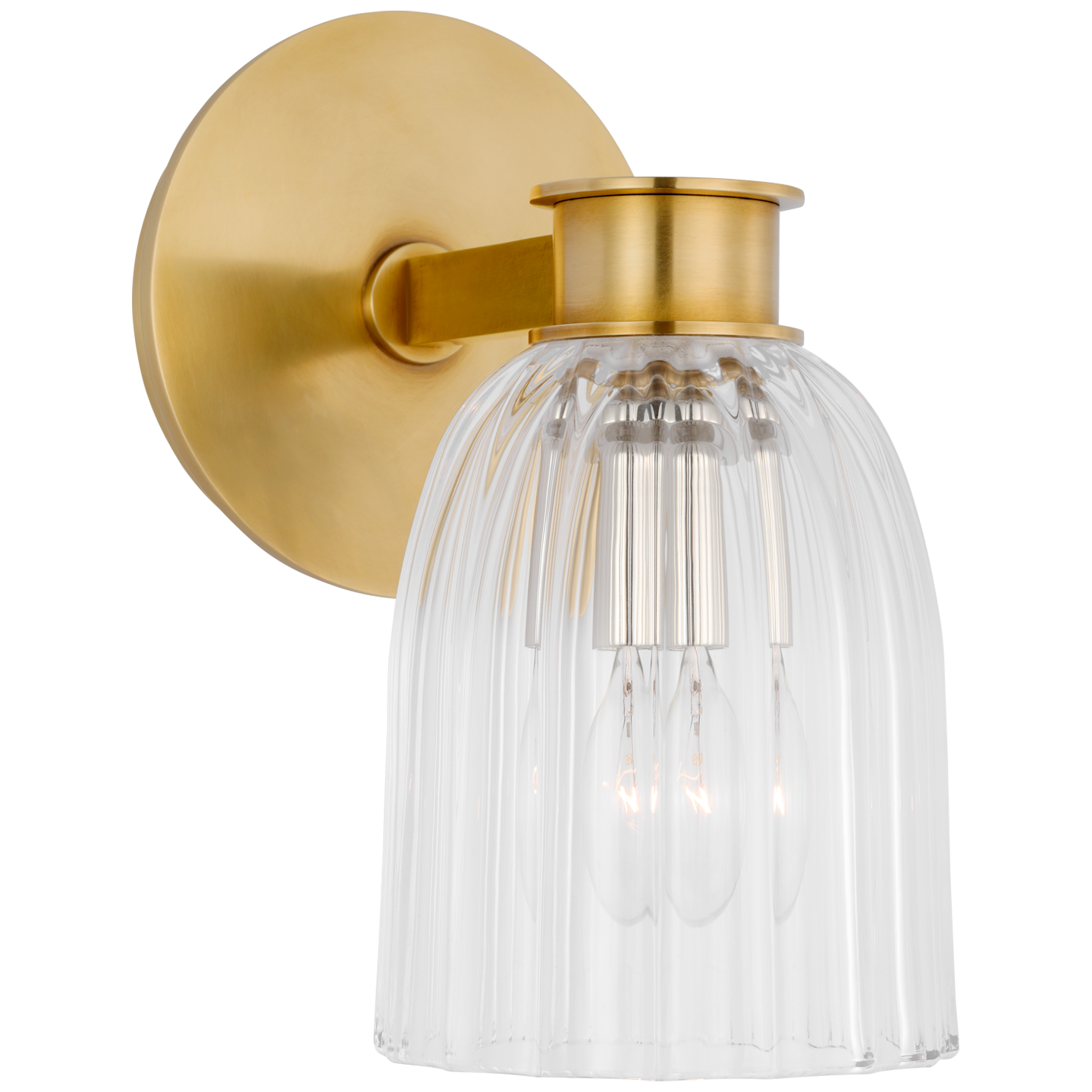 Asalea Single Sconce in Hand-Rubbed Antique Brass with Clear Glass