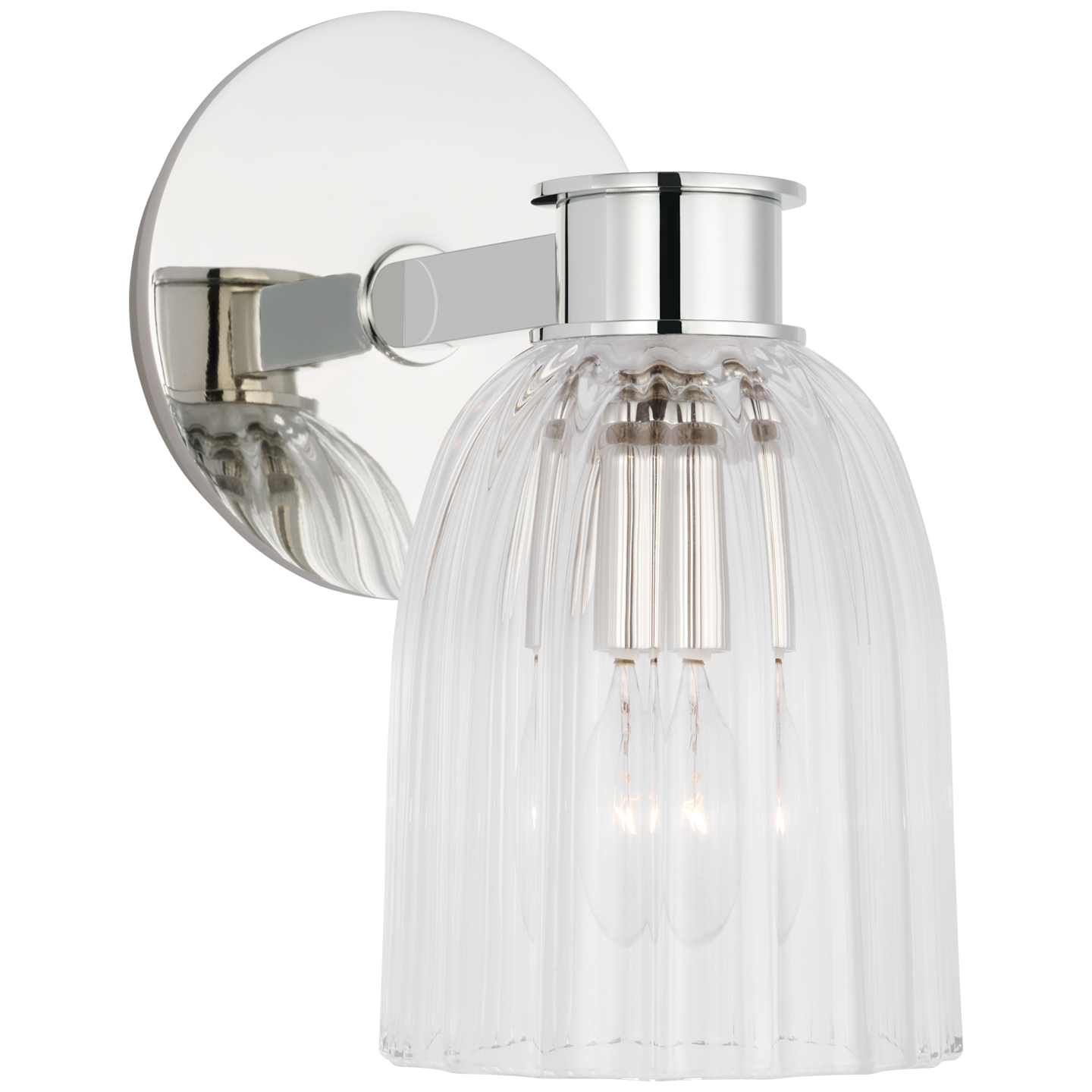 Asalea Single Sconce in Polished Nickel with Clear Glass