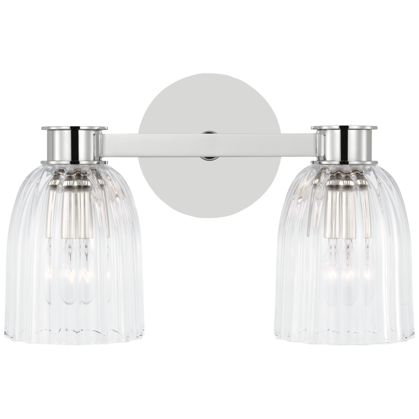 Asalea Double Sconce in Polished Nickel with Clear Glass