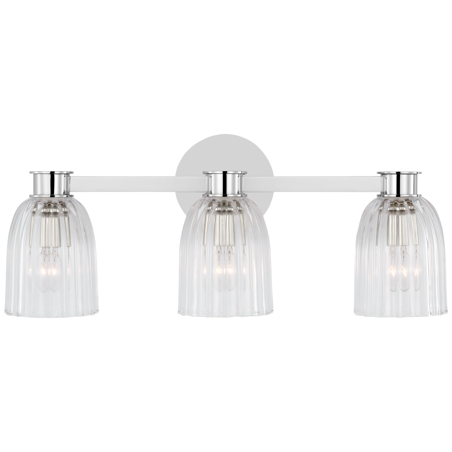 Asalea Triple Vanity Light in Polished Nickel with Clear Glass