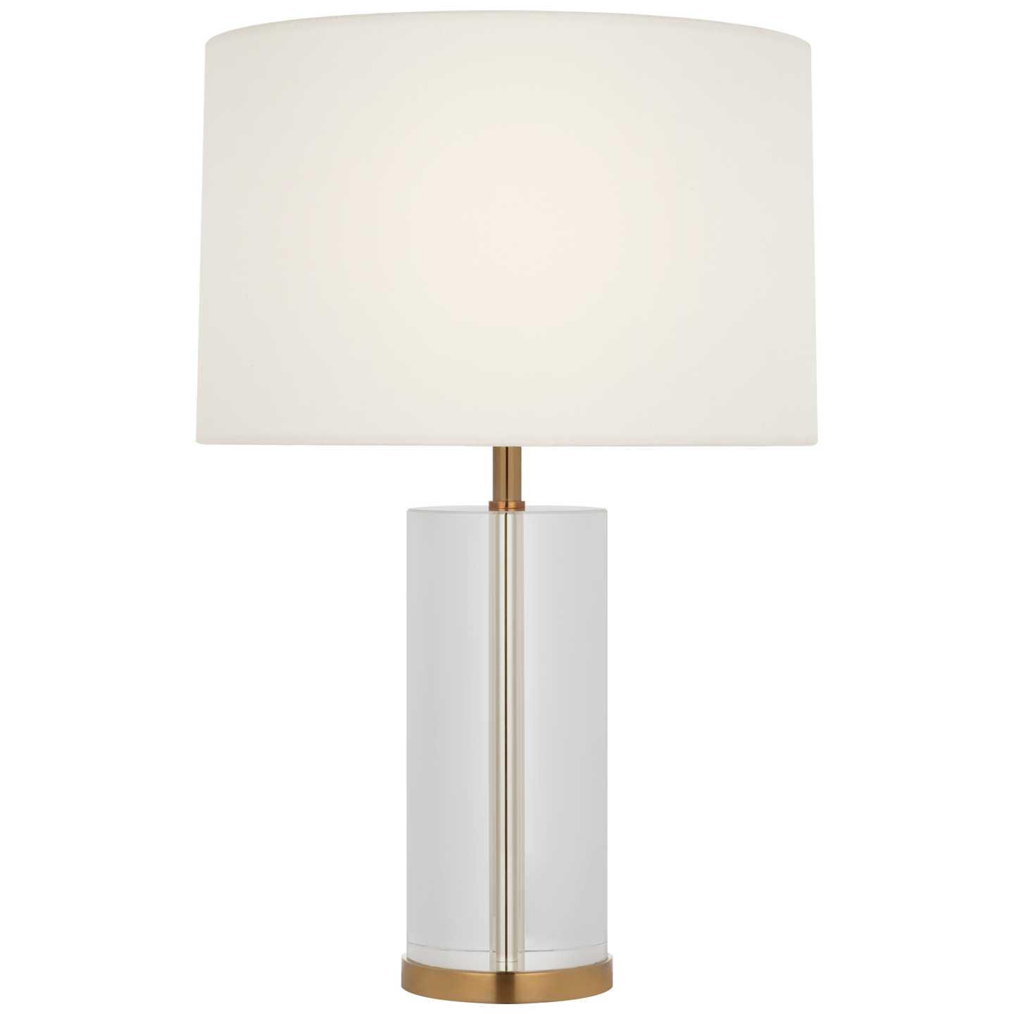 Lineham 16" Cordless Accent Lamp in Crystal and Hand-Rubbed Antique Brass with Linen Shade 220V
