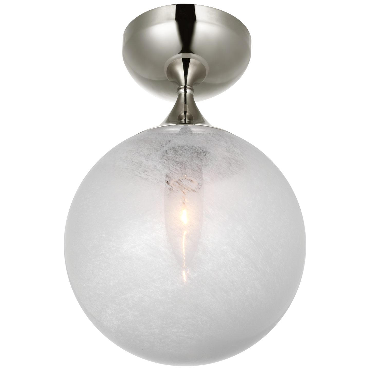 Cristol Small Single Flush Mount in Polished Nickel with White Glass