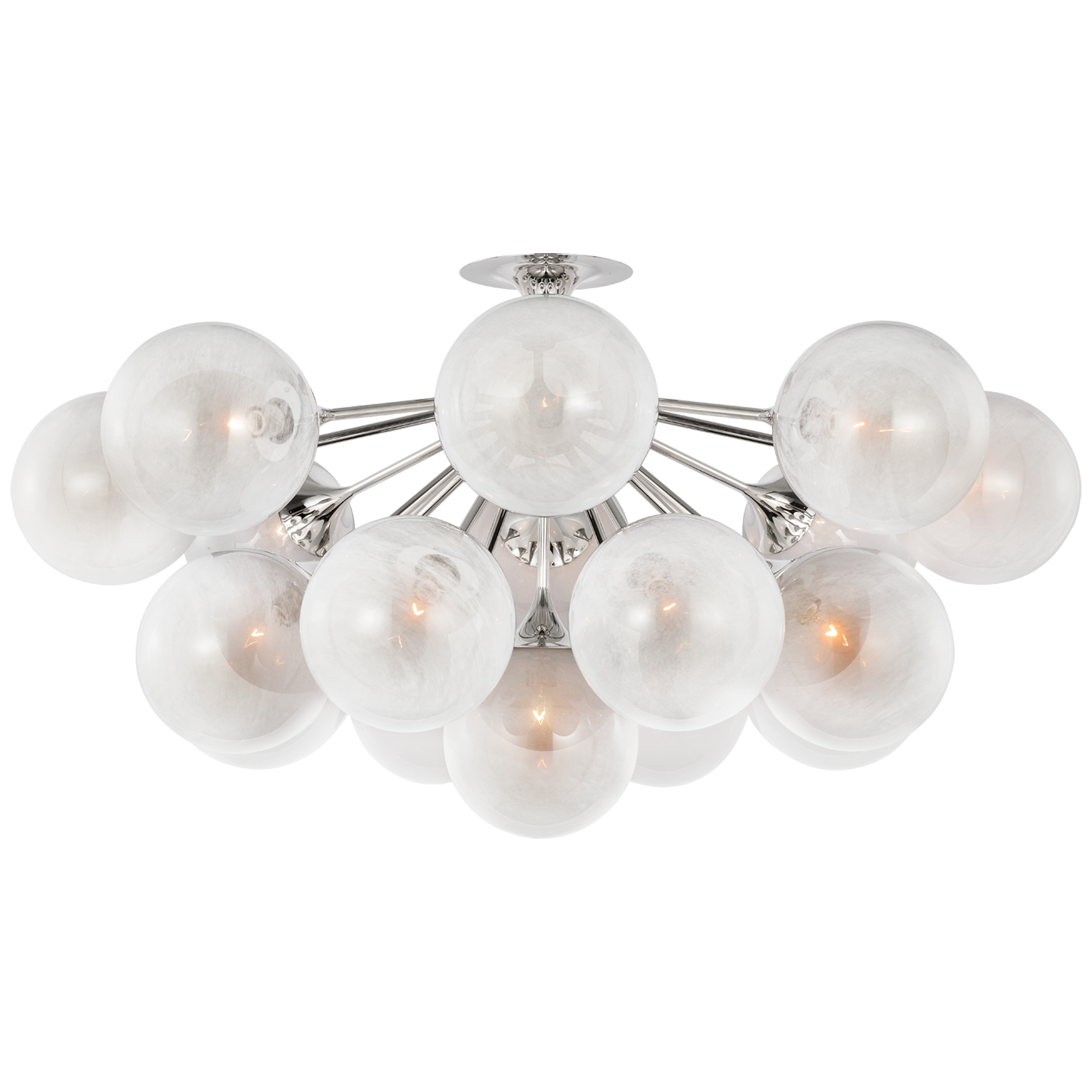Cristol 43" Flush Mount in Polished Nickel with White Strie Glass