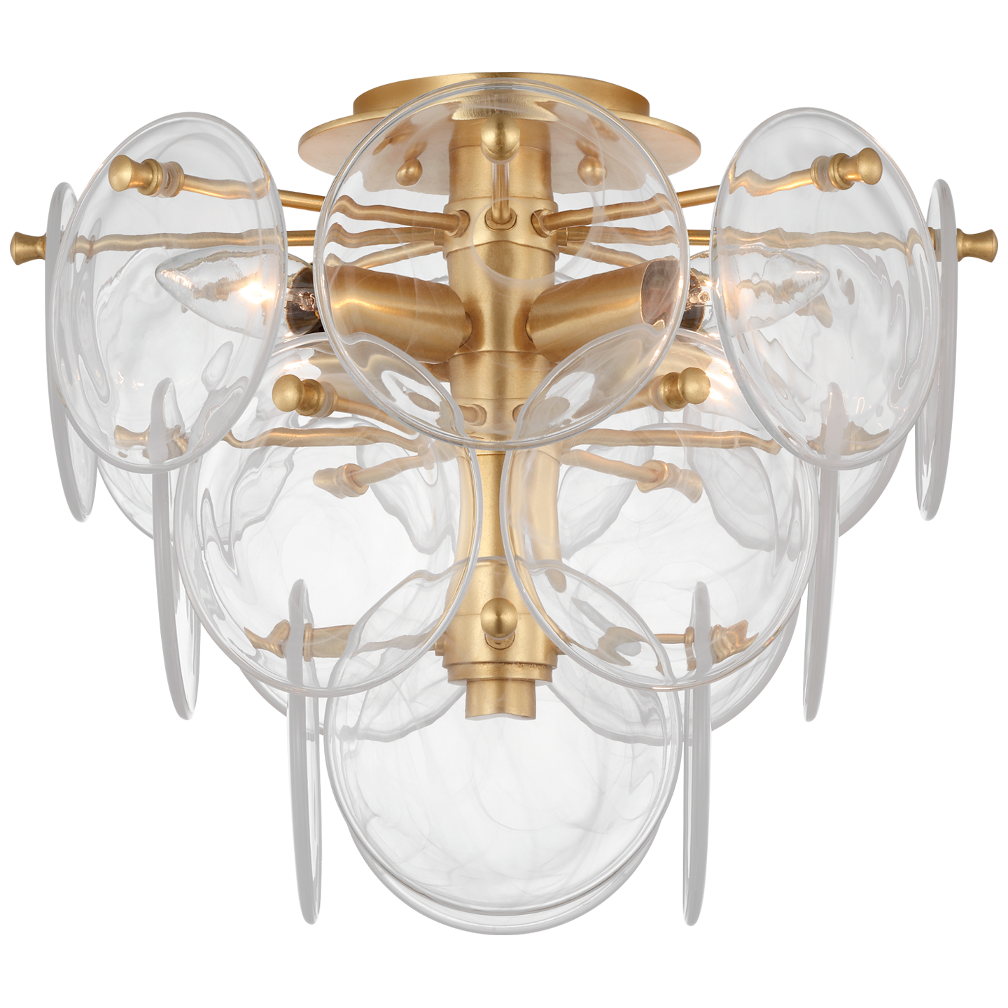 Loire Medium Tiered Flush Mount in Gild with Clear Strie Glass