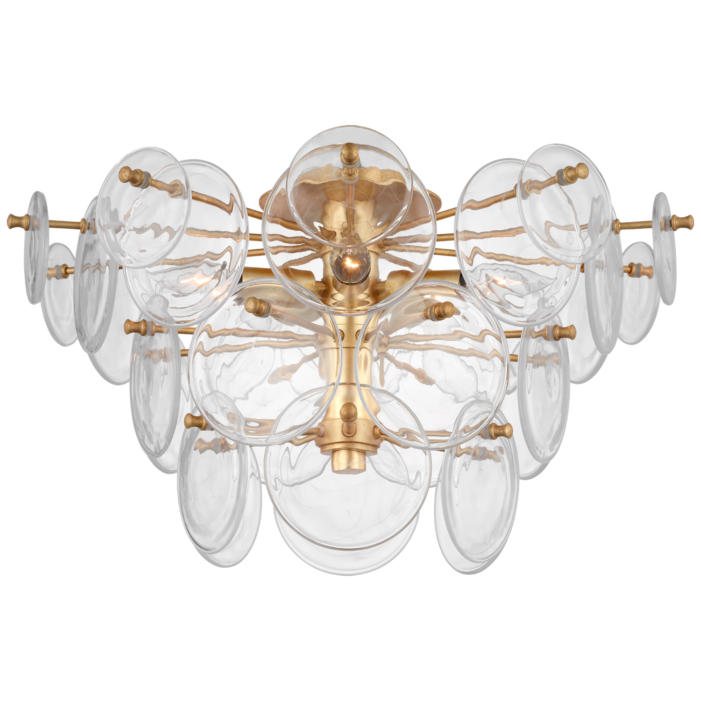 Loire Large Tiered Flush Mount in Gild with Clear Strie Glass