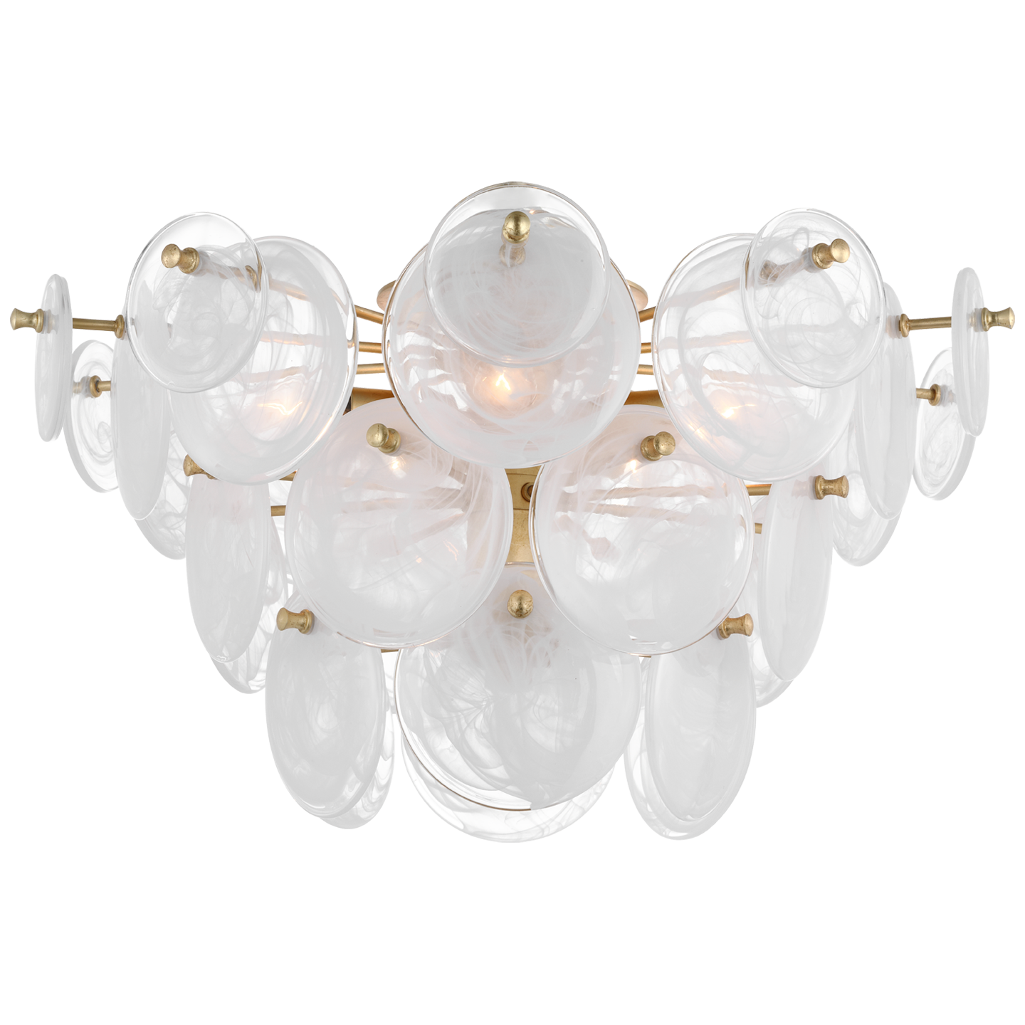 Loire Large Tiered Flush Mount in Gild with White Strie Glass