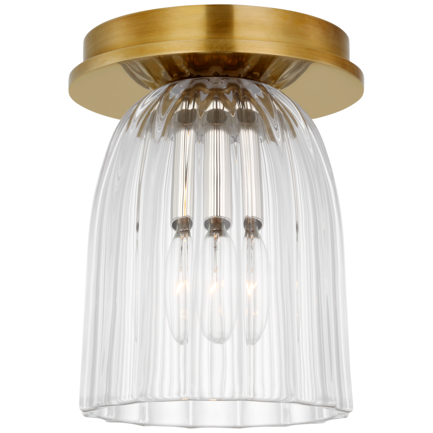 Asalea 5" Solitaire Flush Mount in Hand-Rubbed Antique Brass with Clear Glass