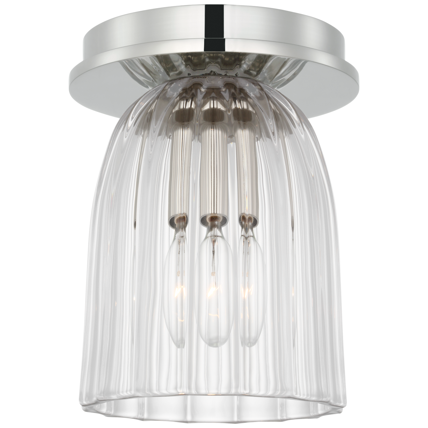 Asalea 5" Solitaire Flush Mount in Polished Nickel with Clear Glass