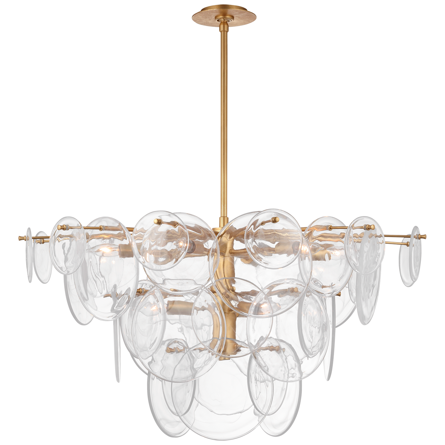 Loire Large Chandelier in Gild with Clear Strie Glass
