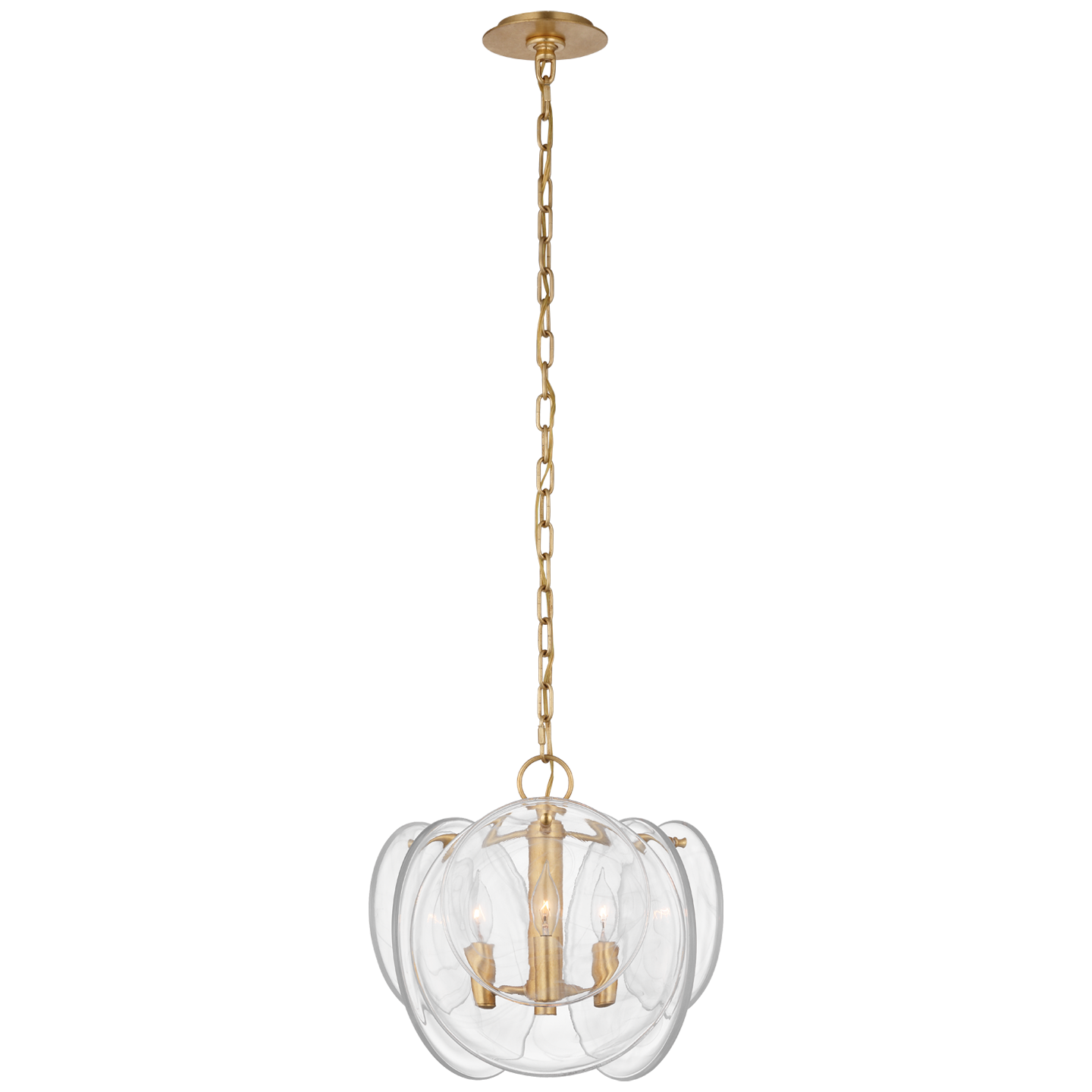 Loire Petite Chandelier in Gild with Clear Strie Glass
