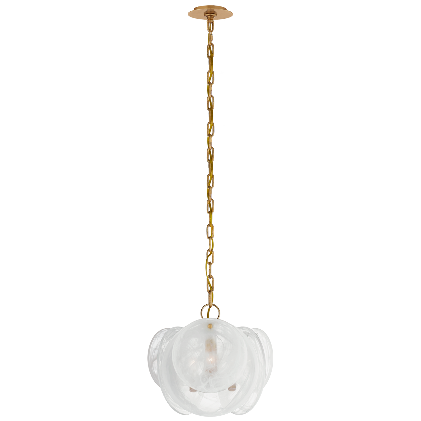 Loire Petite Chandelier in Gild with White Strie Glass