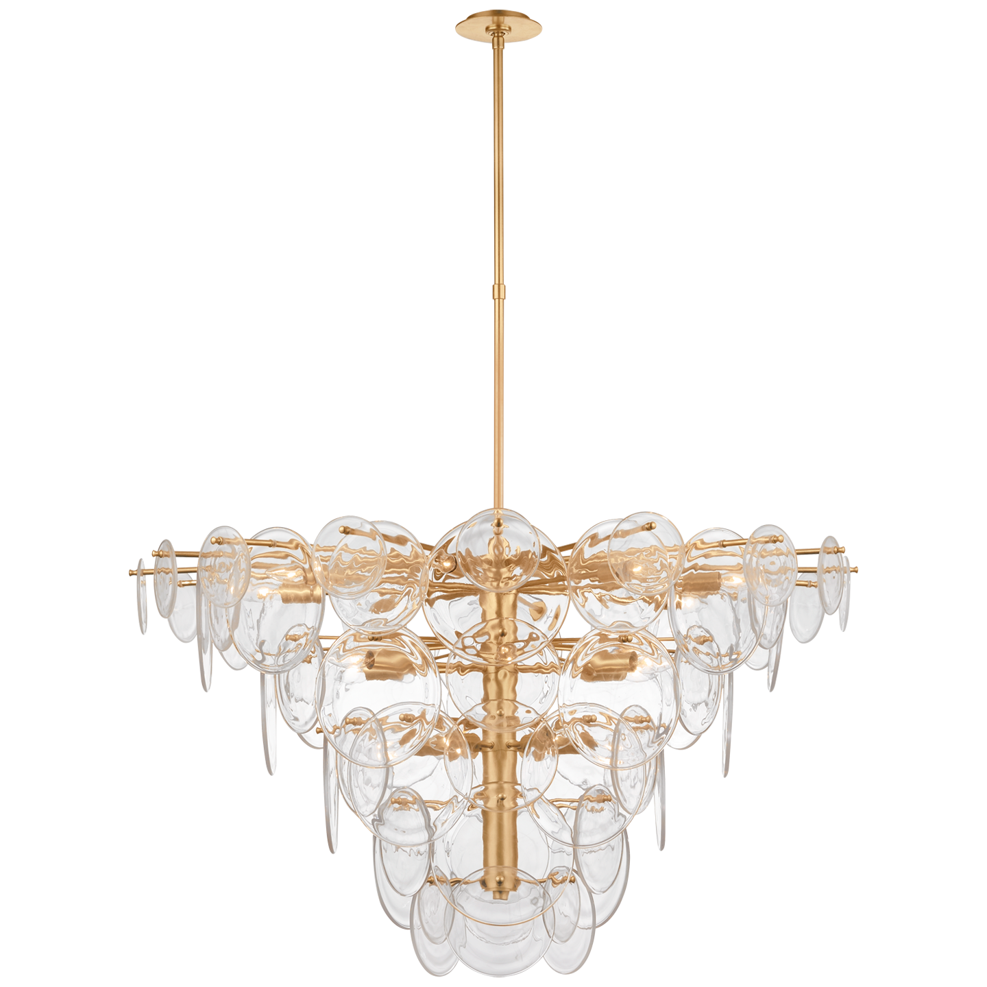 Loire Extra Large Chandelier in Gild with Clear Strie Glass