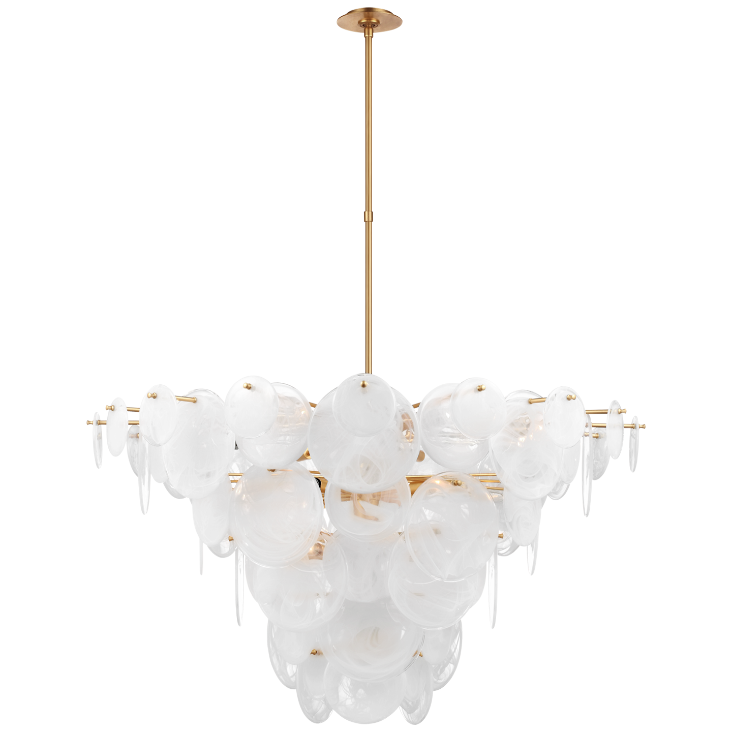 Loire Extra Large Chandelier in Gild with White Strie Glass