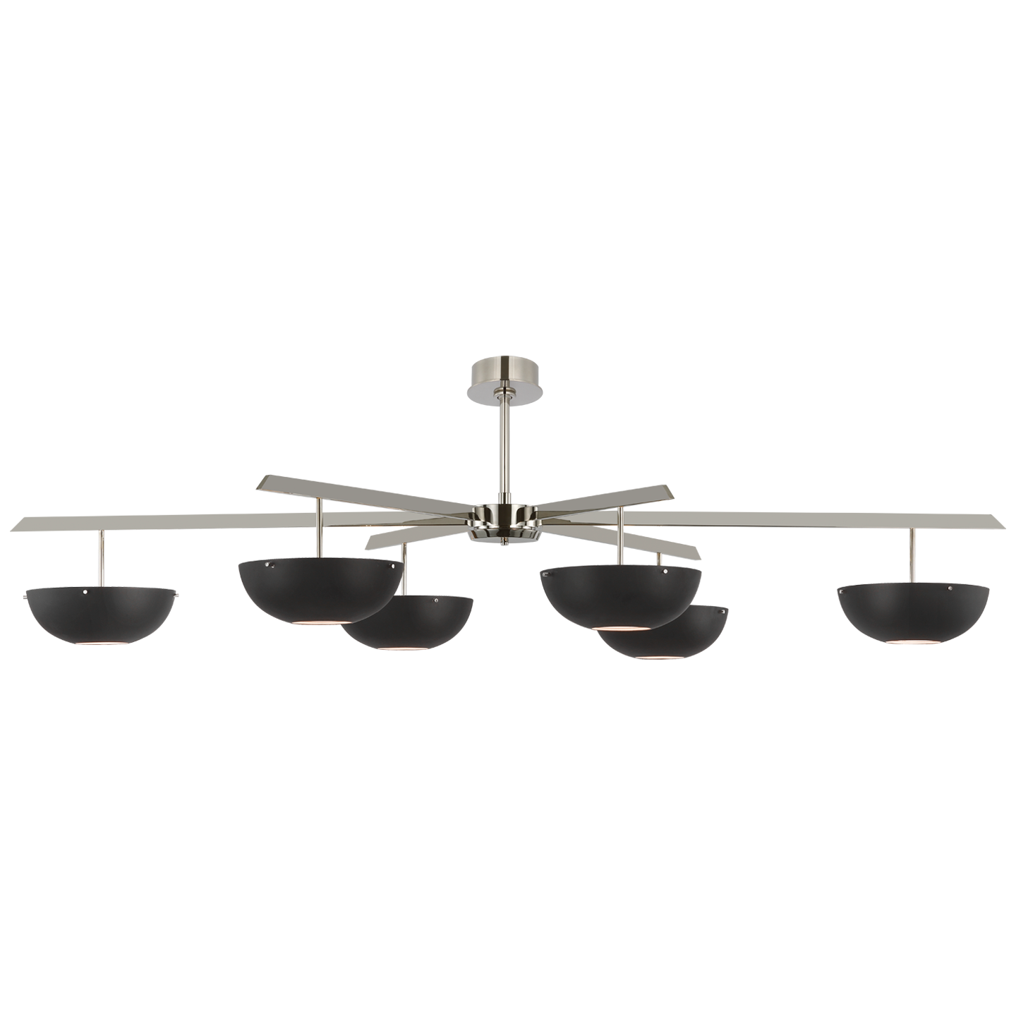 Valencia Grande Six Light Chandelier in Polished Nickel with Matte Black