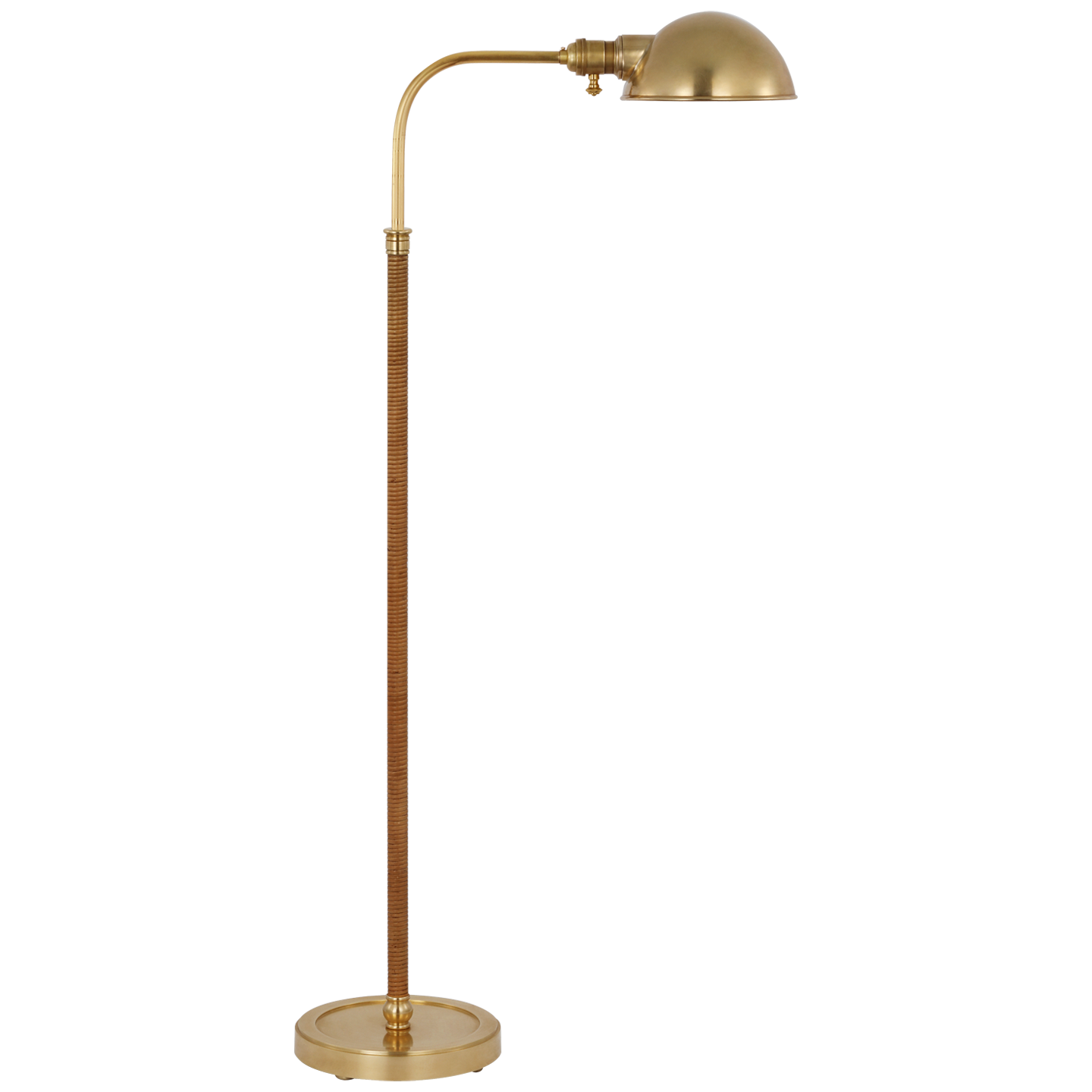 Basden Medium Pharmacy Lamp in Antique-Burnished Brass and Natural Rattan
