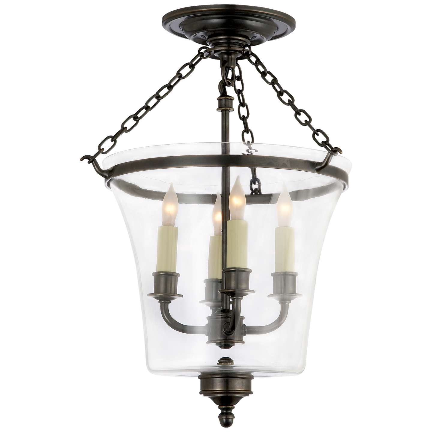 Sussex Semi-Flush Bell Jar Lantern in Bronze