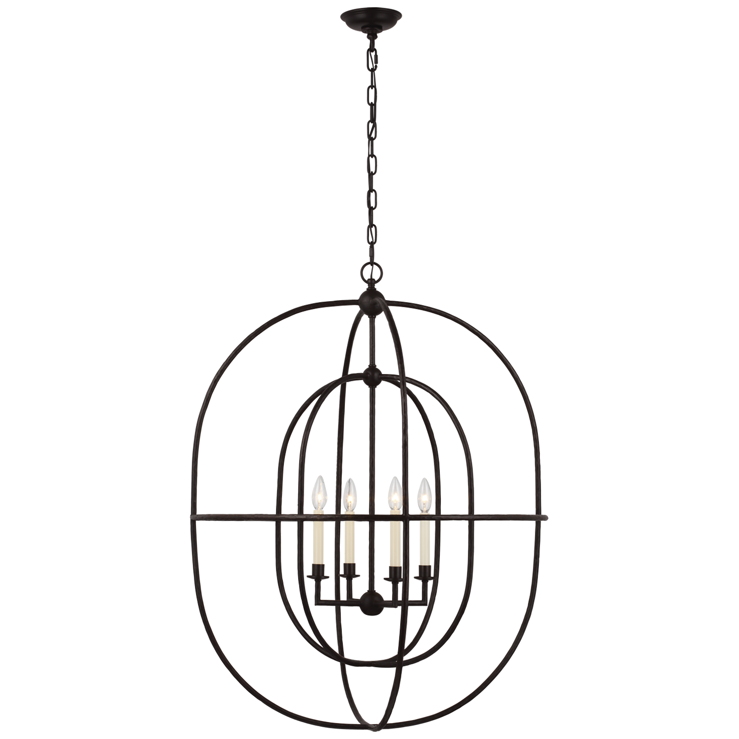 Desmond Open Double Oval Lantern in Aged Iron