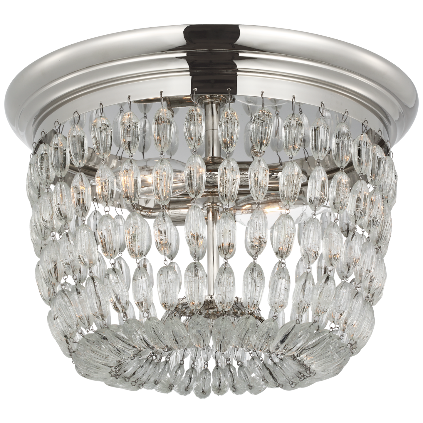 Paris Flea Market Medium Flush Mount in Polished Nickel with Seeded Glass