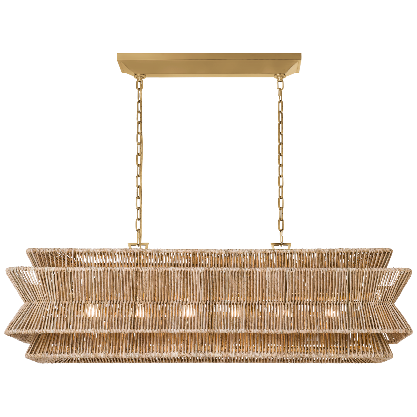Antigua 54" Linear in Antique-Burnished Brass and Natural Abaca