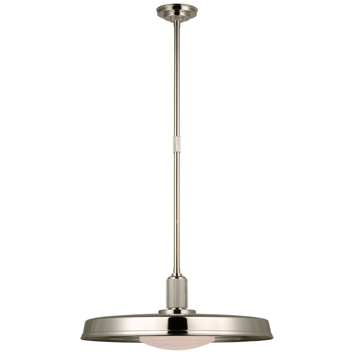 Ruhlmann 24" Factory Pendant in Polished Nickel with White Glass