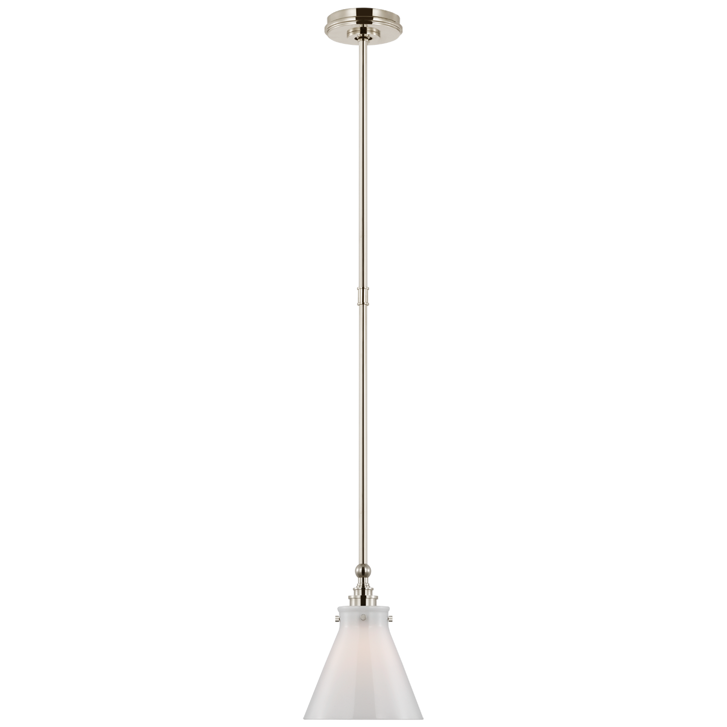 Parkington 9" Pendant in Polished Nickel with White Glass