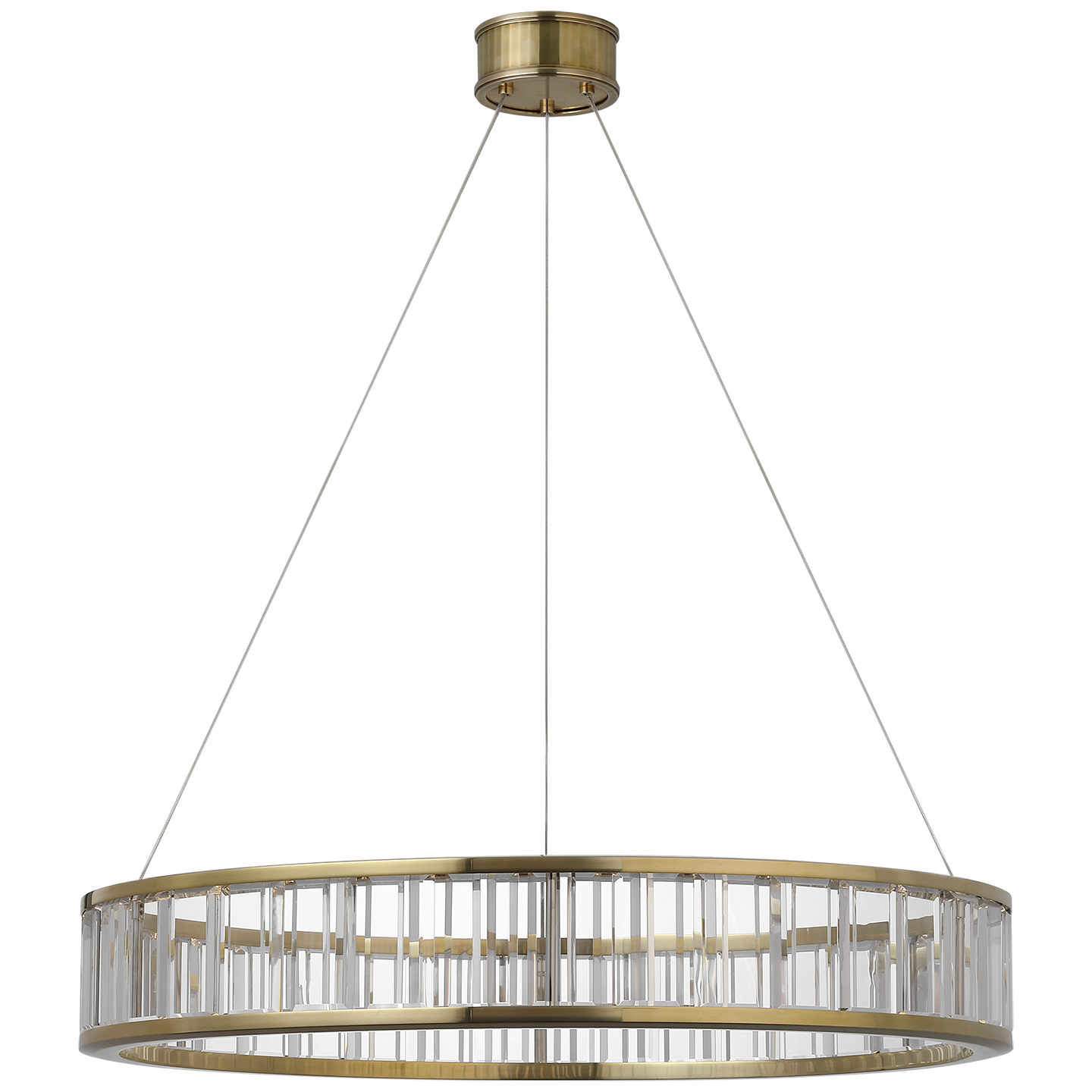 Iterna 30" Ring Chandelier in Antique-Burnished Brass with Crystal