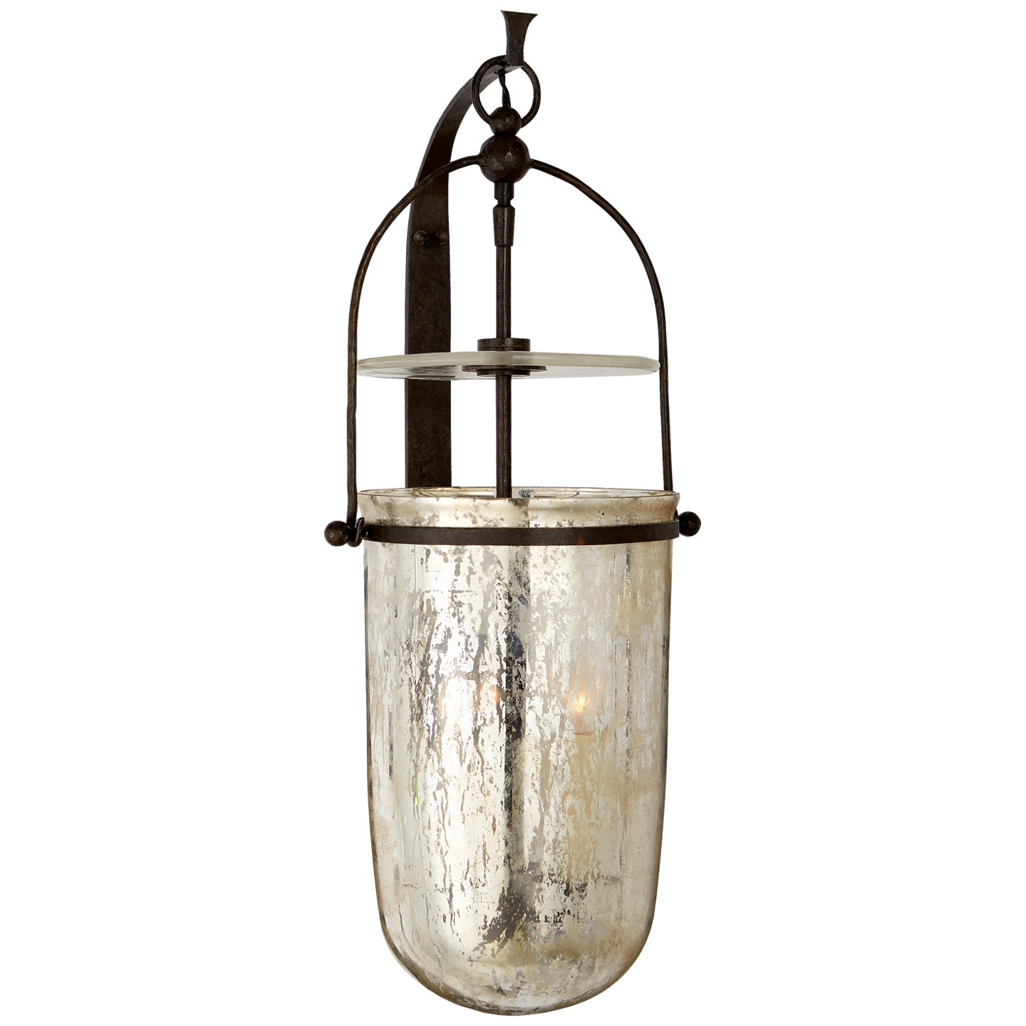 Lorford Medium Sconce in Aged Iron with Antiqued Mercury Glass