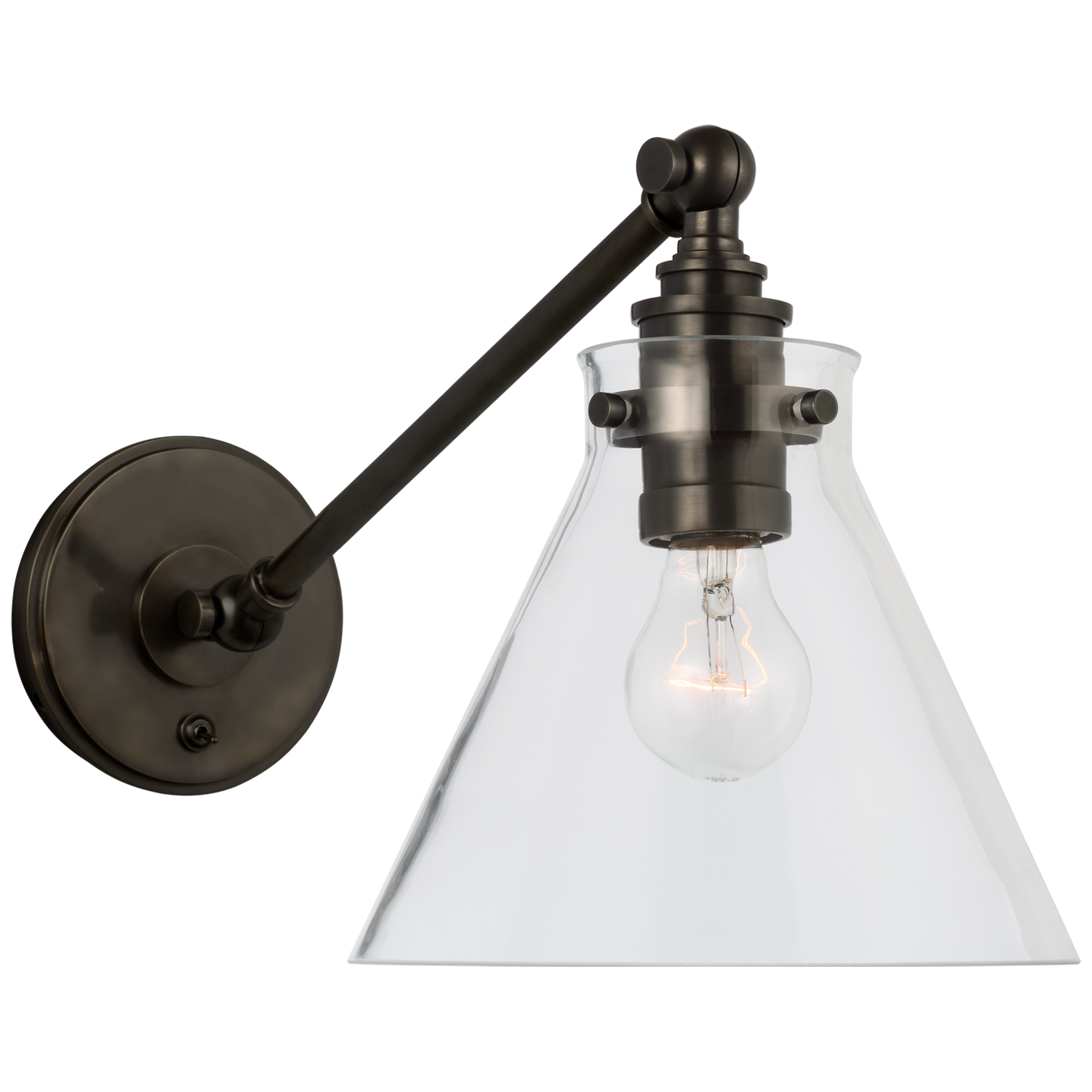 Parkington Single Library Wall Light in Bronze with Clear Glass