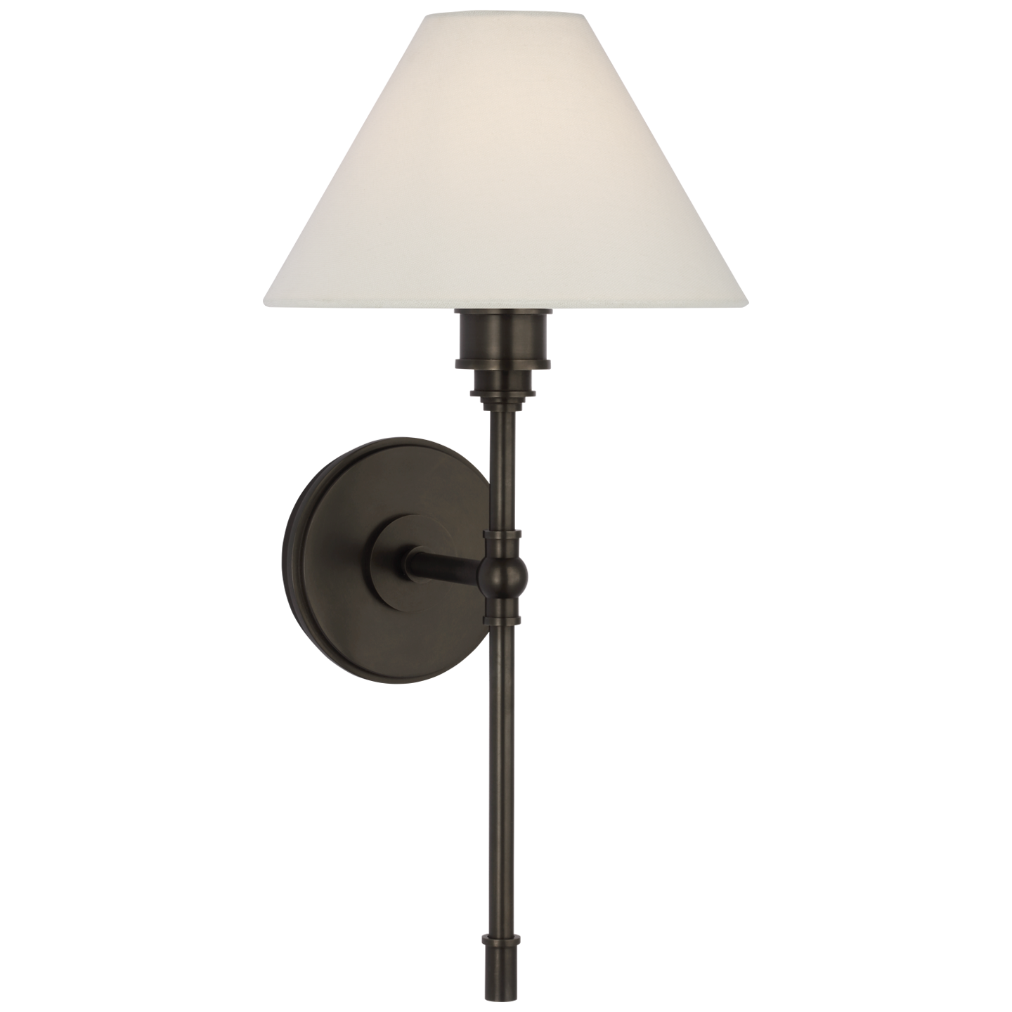 Parkington Large Tail Sconce in Bronze with Linen Shade