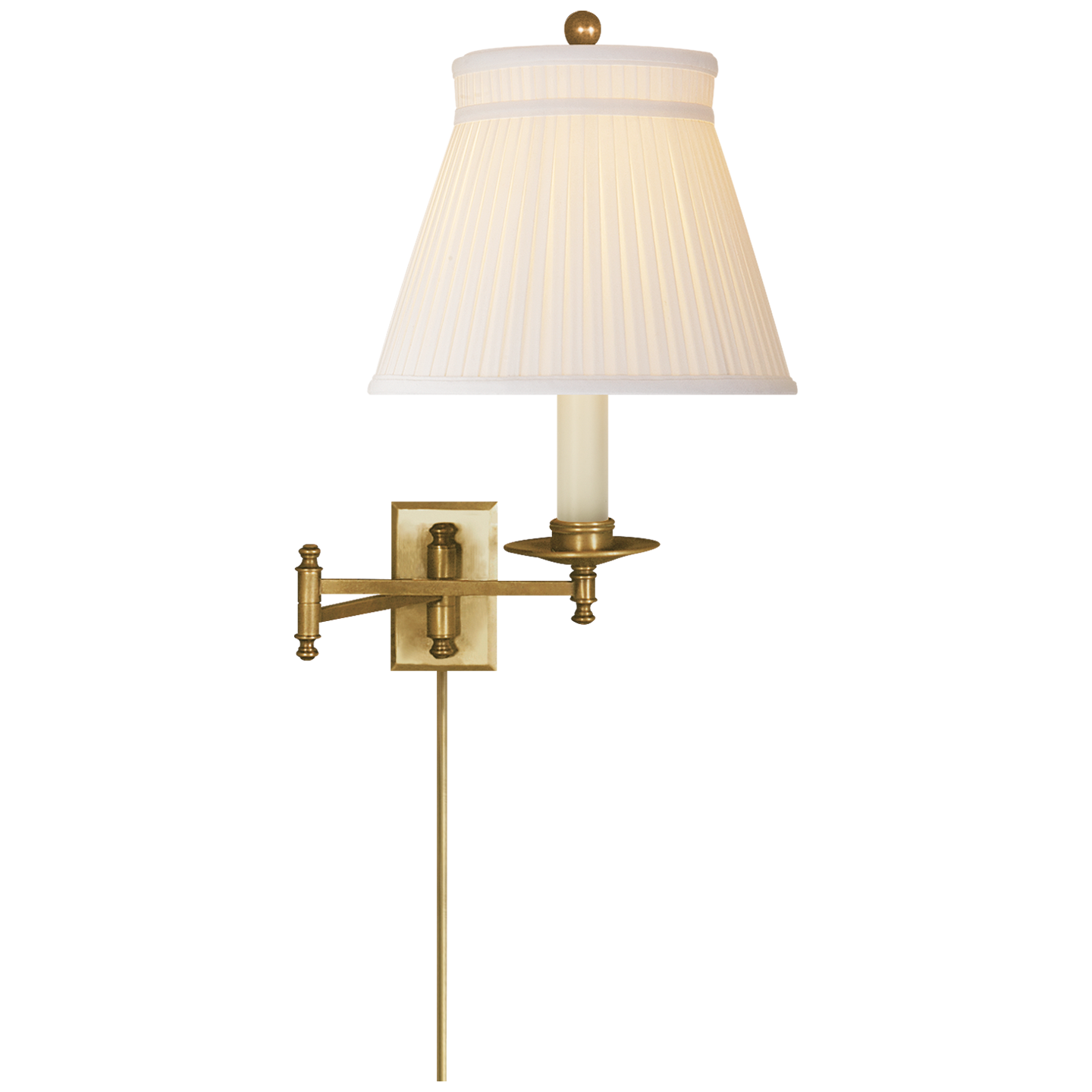 Dorchester Swing Arm in Antique-Burnished Brass with Silk Crown Shade