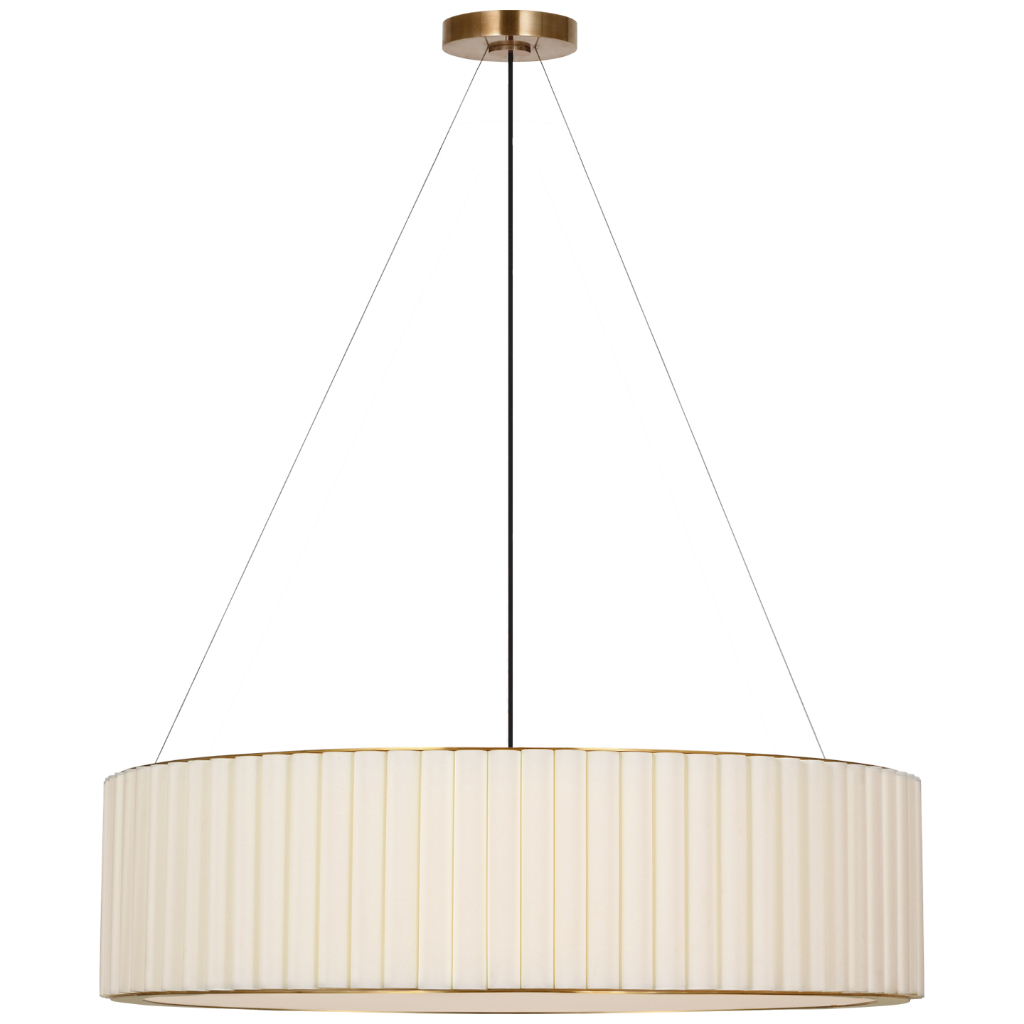 Palati Extra Large Hanging Shade in Hand-Rubbed Antique Brass with Linen Shade