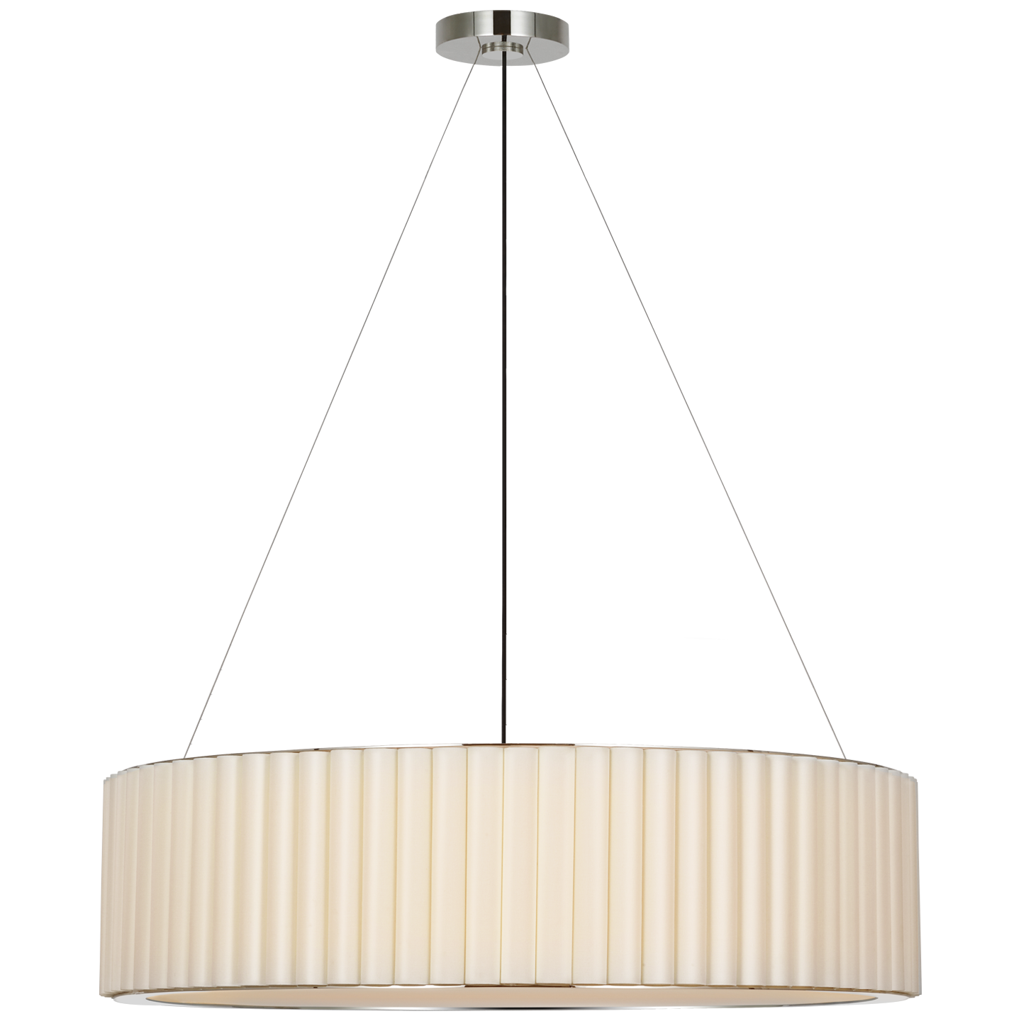 Palati Extra Large Hanging Shade in Polished Nickel with Linen Shade