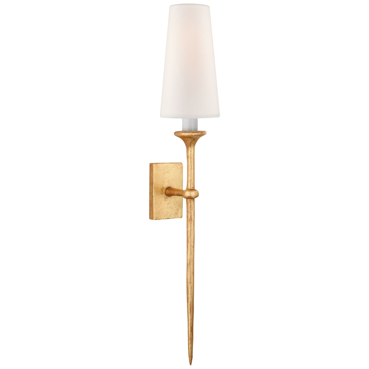 Iberia Single Sconce in Antique Gold Leaf with Linen Shade