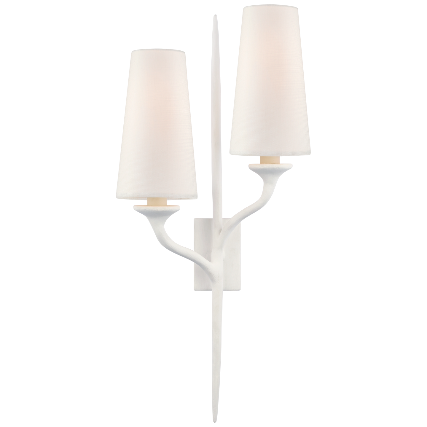 Iberia Double Right Sconce in Plaster White with Linen Shades